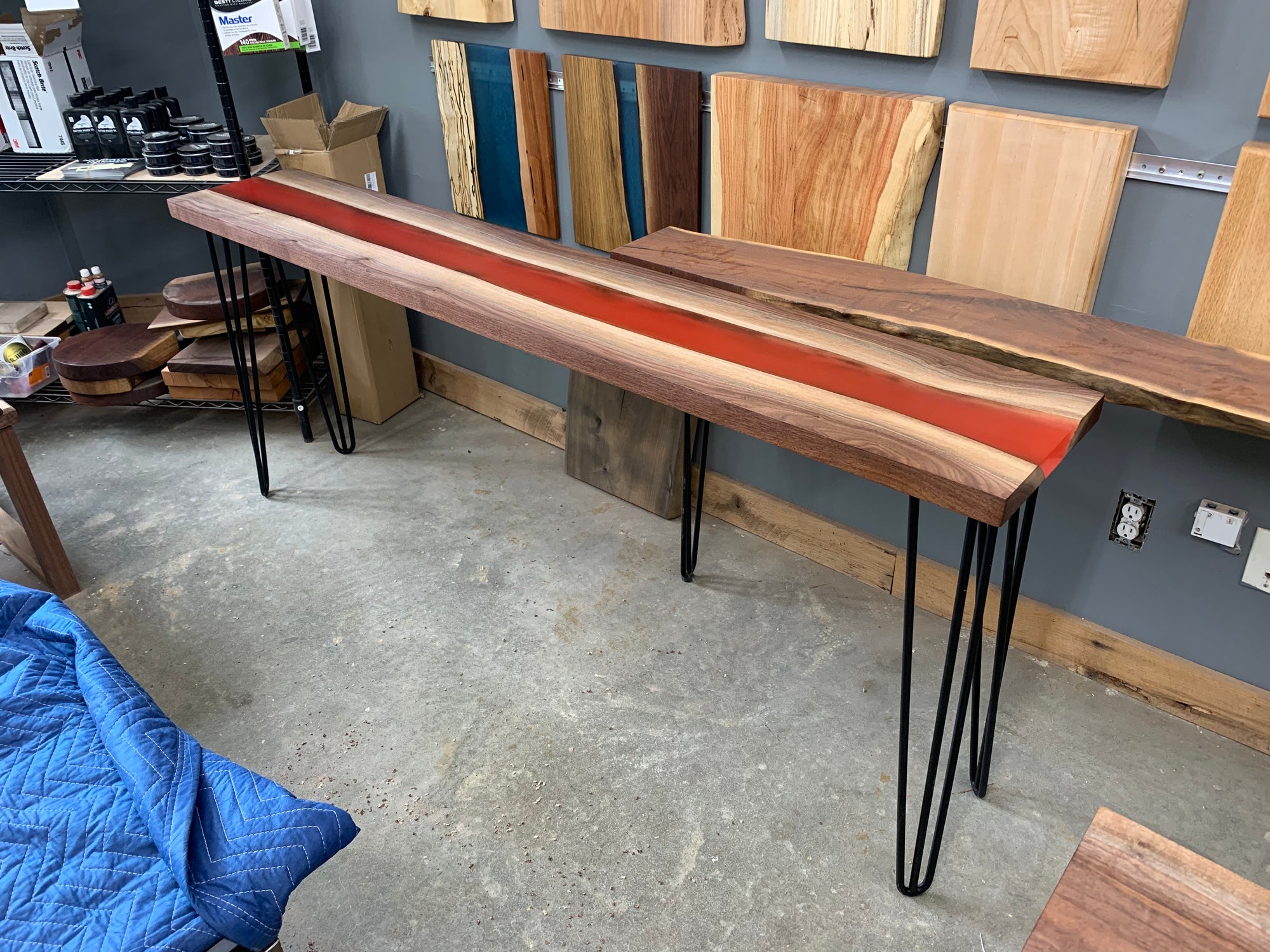 Custom Walnut River Console Table 