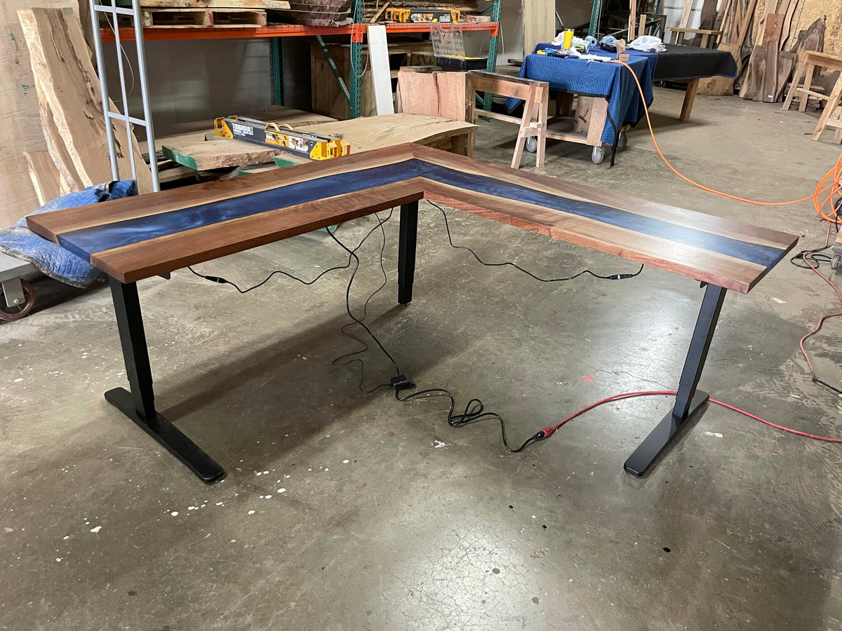 Black Walnut Epoxy River Desk