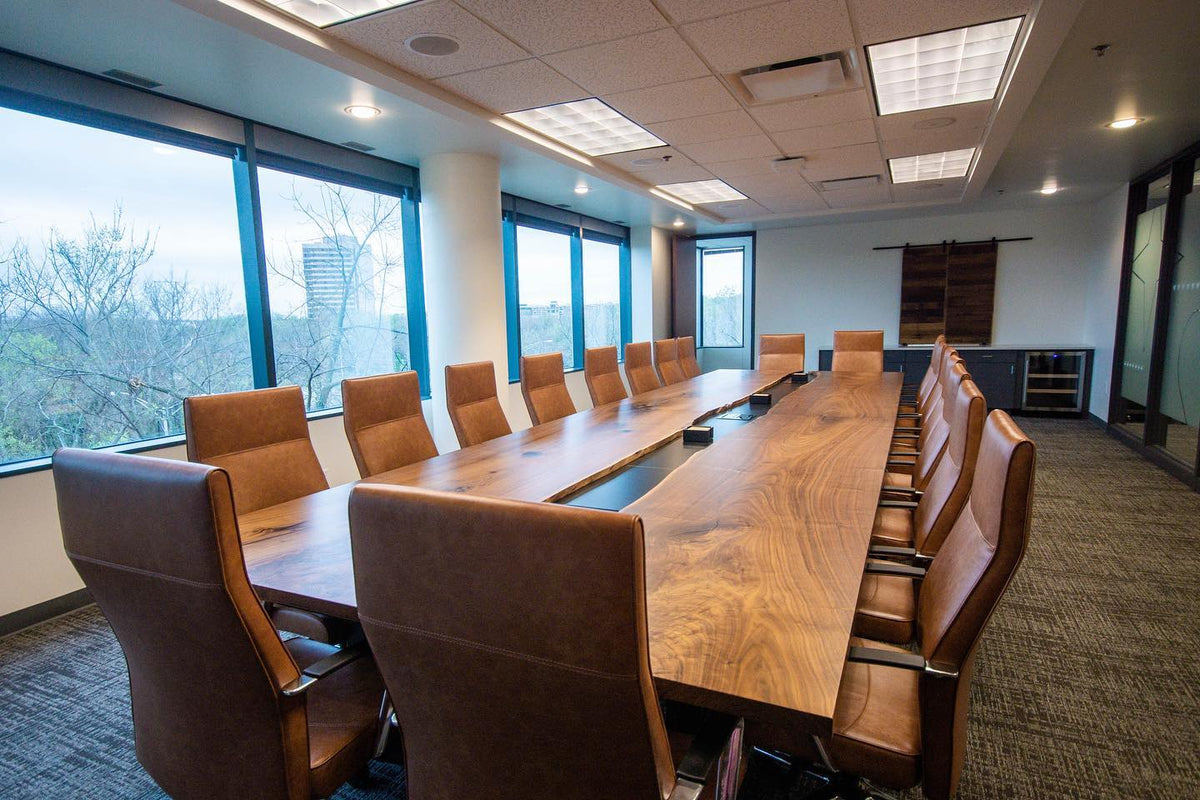 Metal River Black walnut conference table