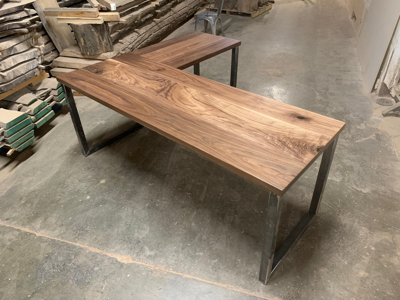 Walnut L-Shaped Desk