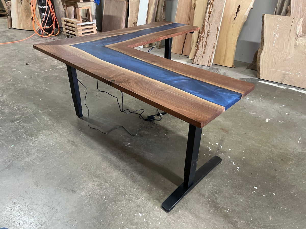 Black Walnut Epoxy River Desk
