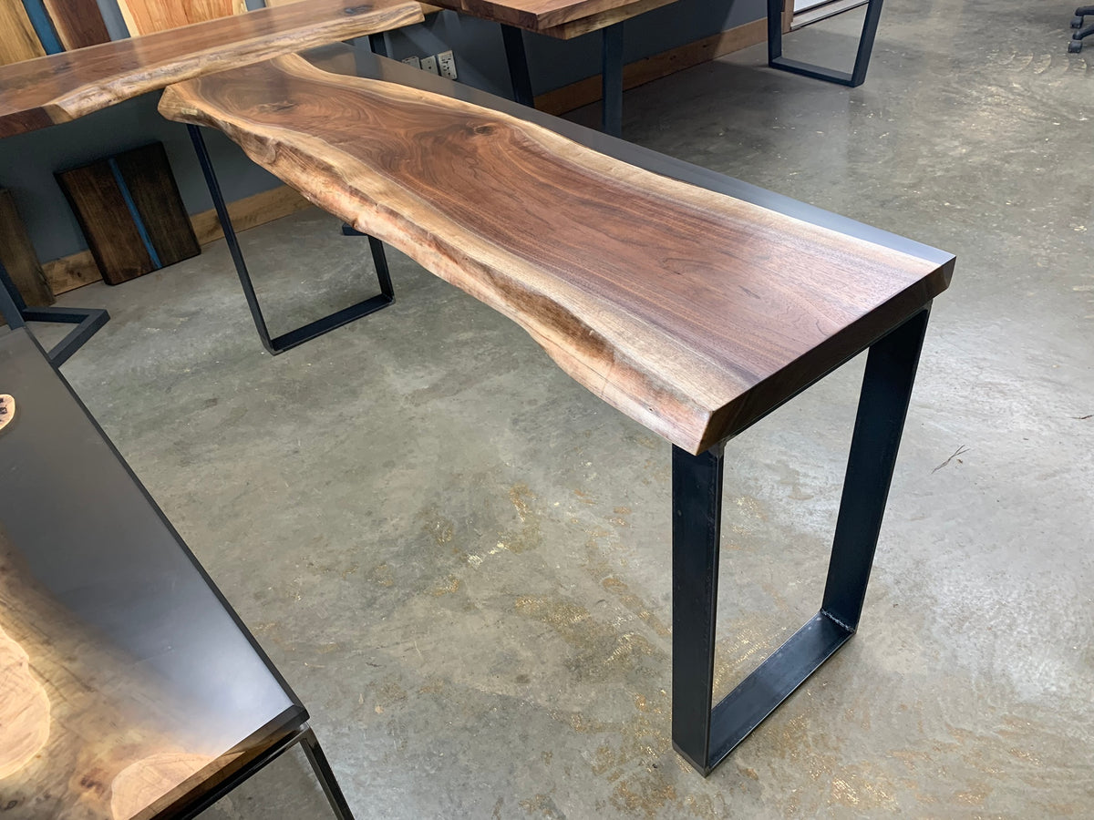 Live Edge Walnut Epoxy Casted Console Table