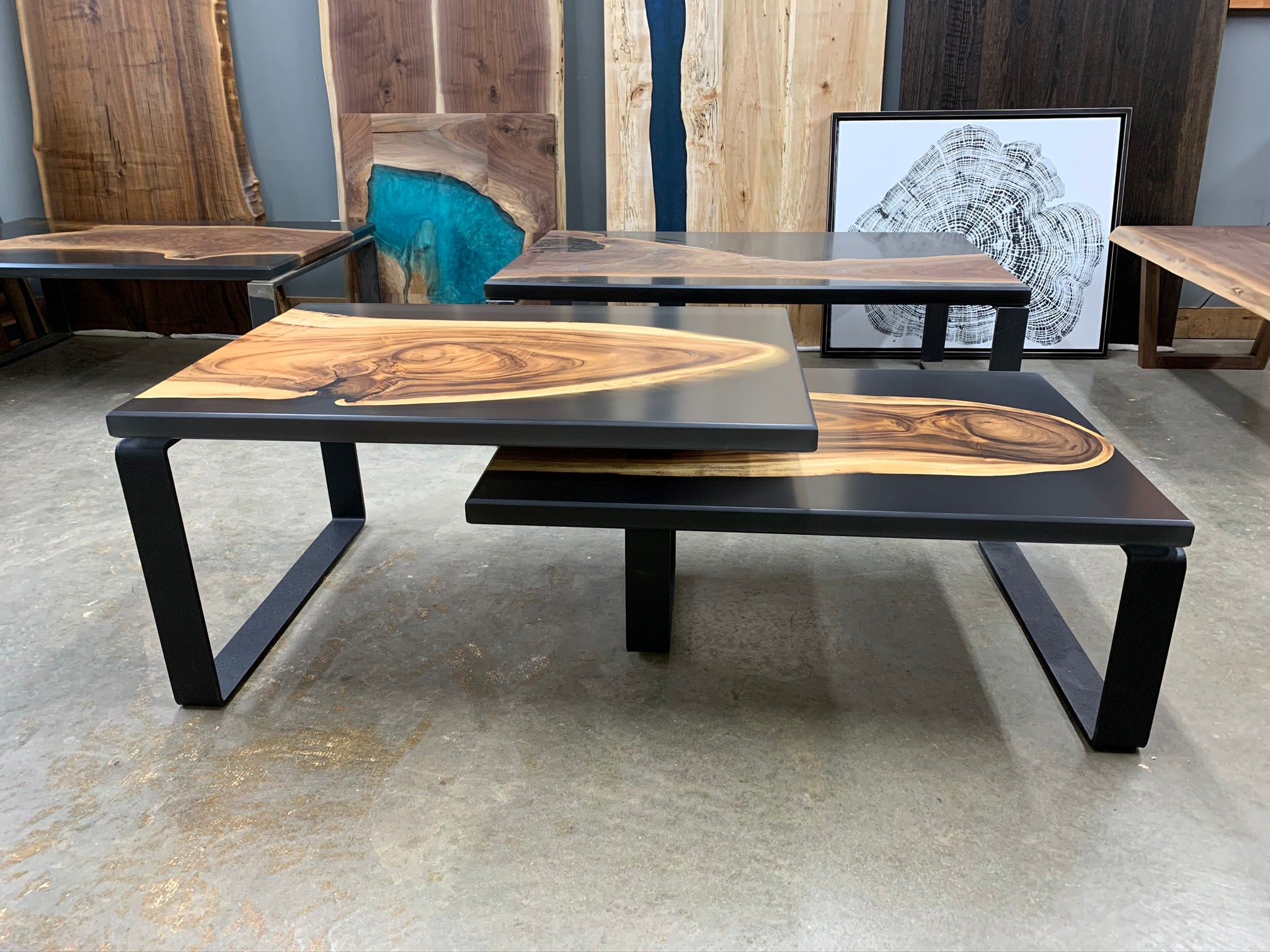 Monkey Pod Epoxy Coffee Table 139 - KC Custom Hardwoods