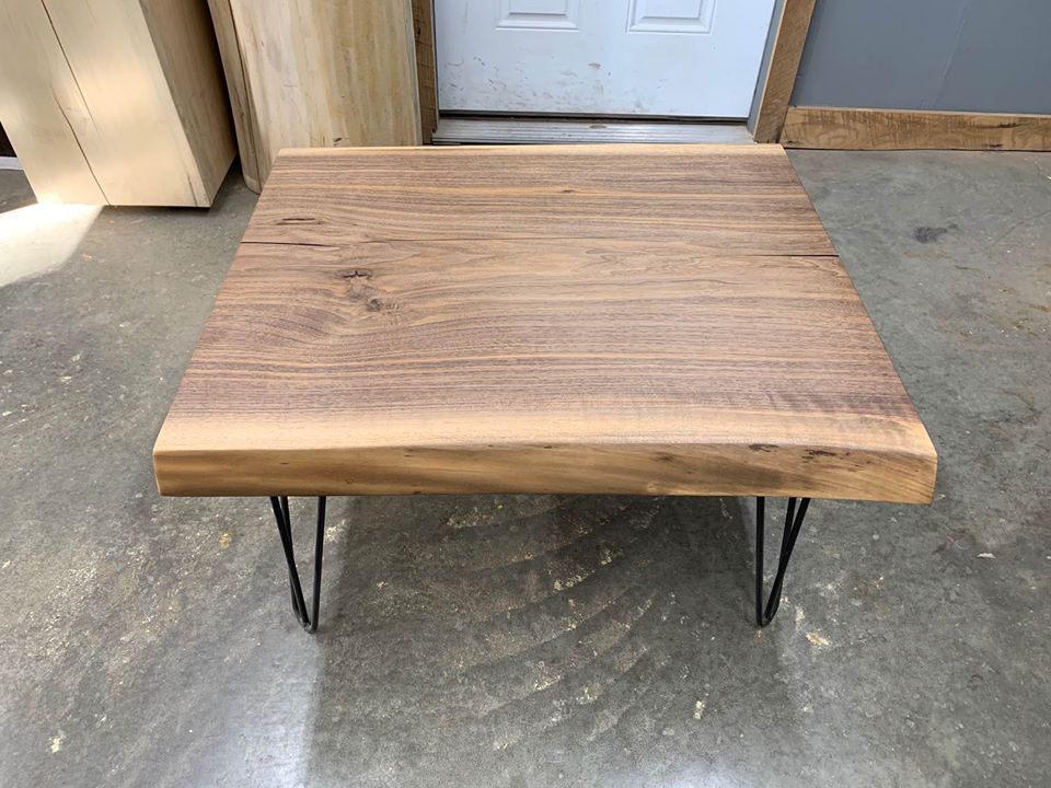 Live Edge Walnut Coffee Table on Hairpin Legs