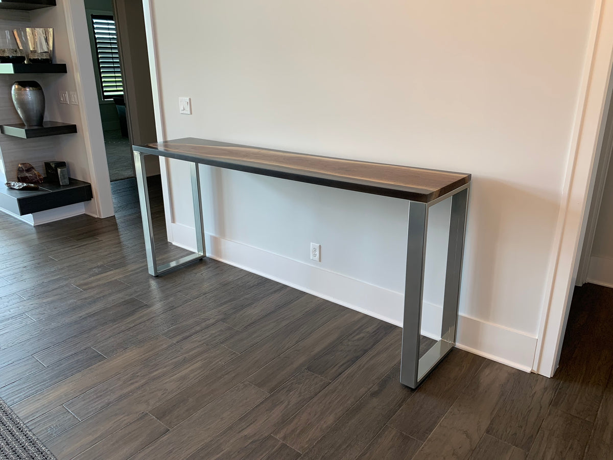 Walnut Epoxy Casted Console Table
