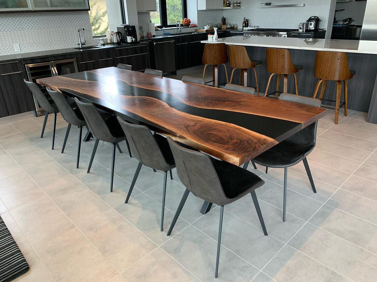 Custom Epoxy River Walnut Dining Table