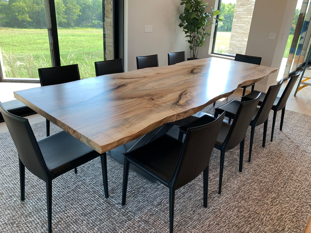maple dining table with custom base