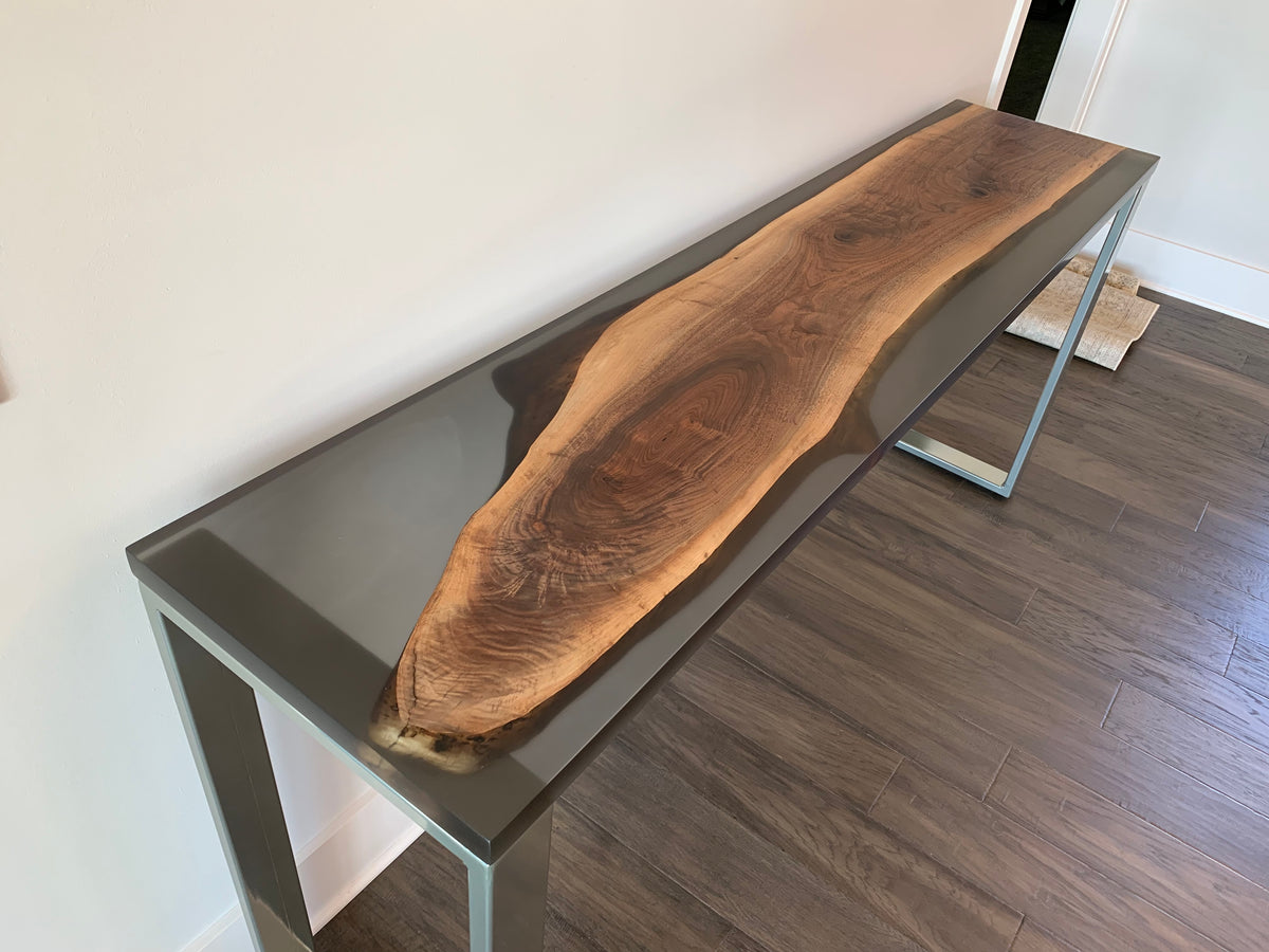 Walnut Epoxy Casted Console Table