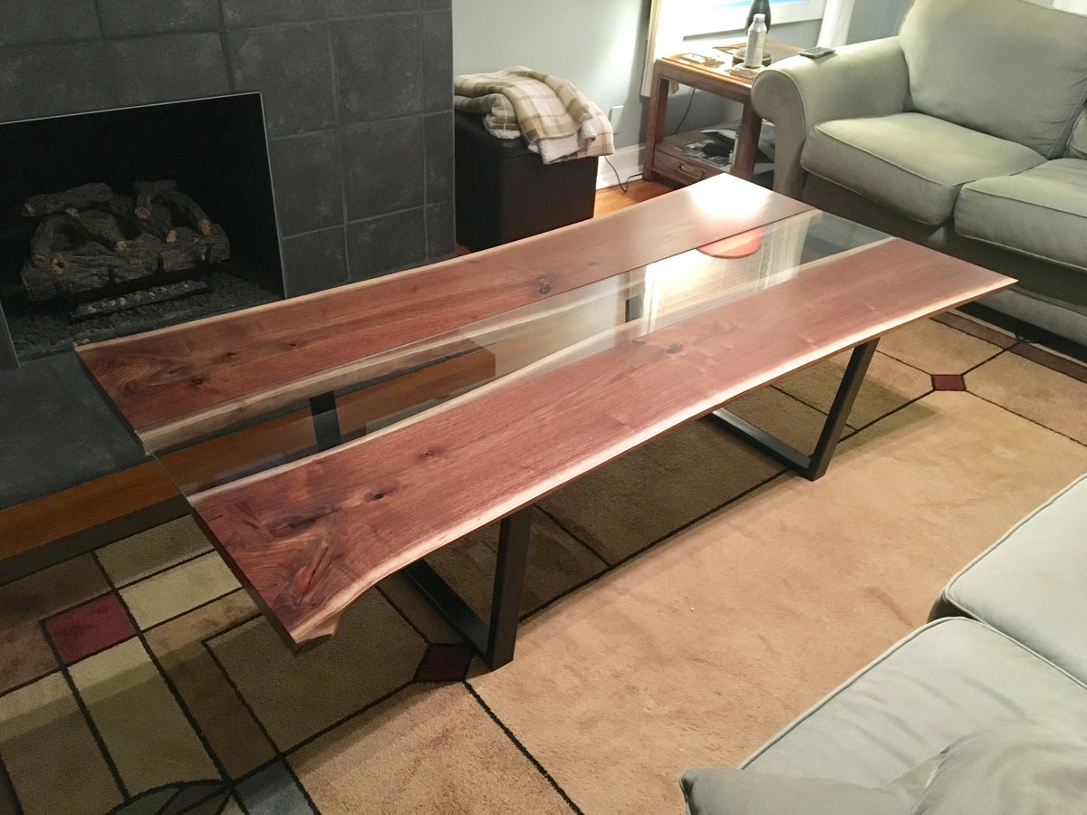Walnut Glass River Coffee Table