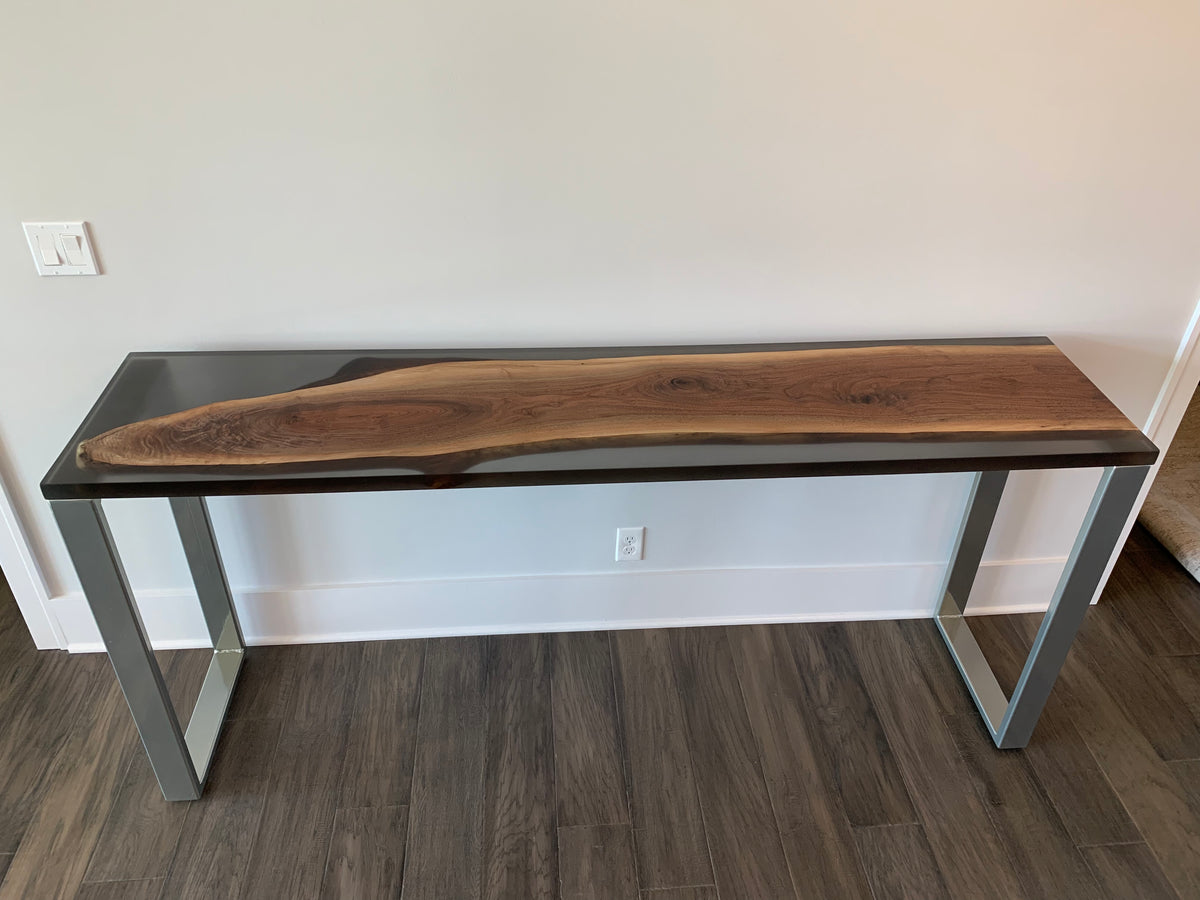 Walnut Epoxy Casted Console Table