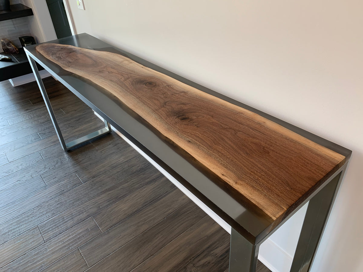 Walnut Epoxy Casted Console Table