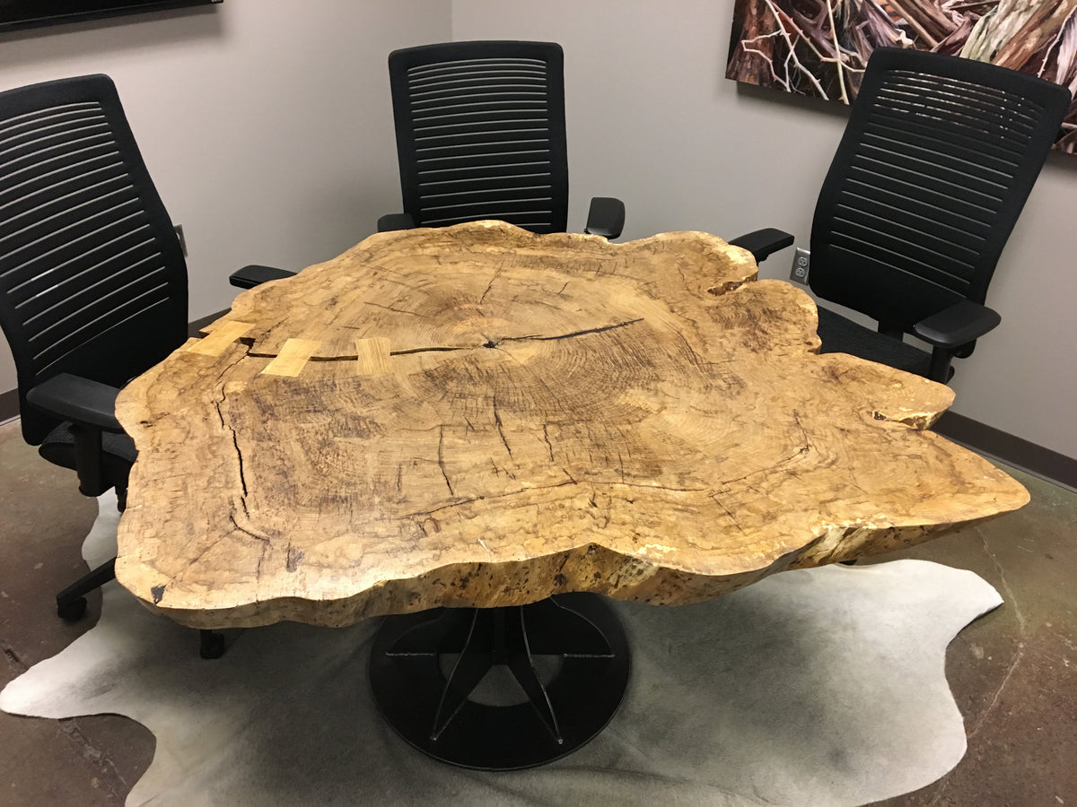 Custom White Oak Conference Table on Steel Base