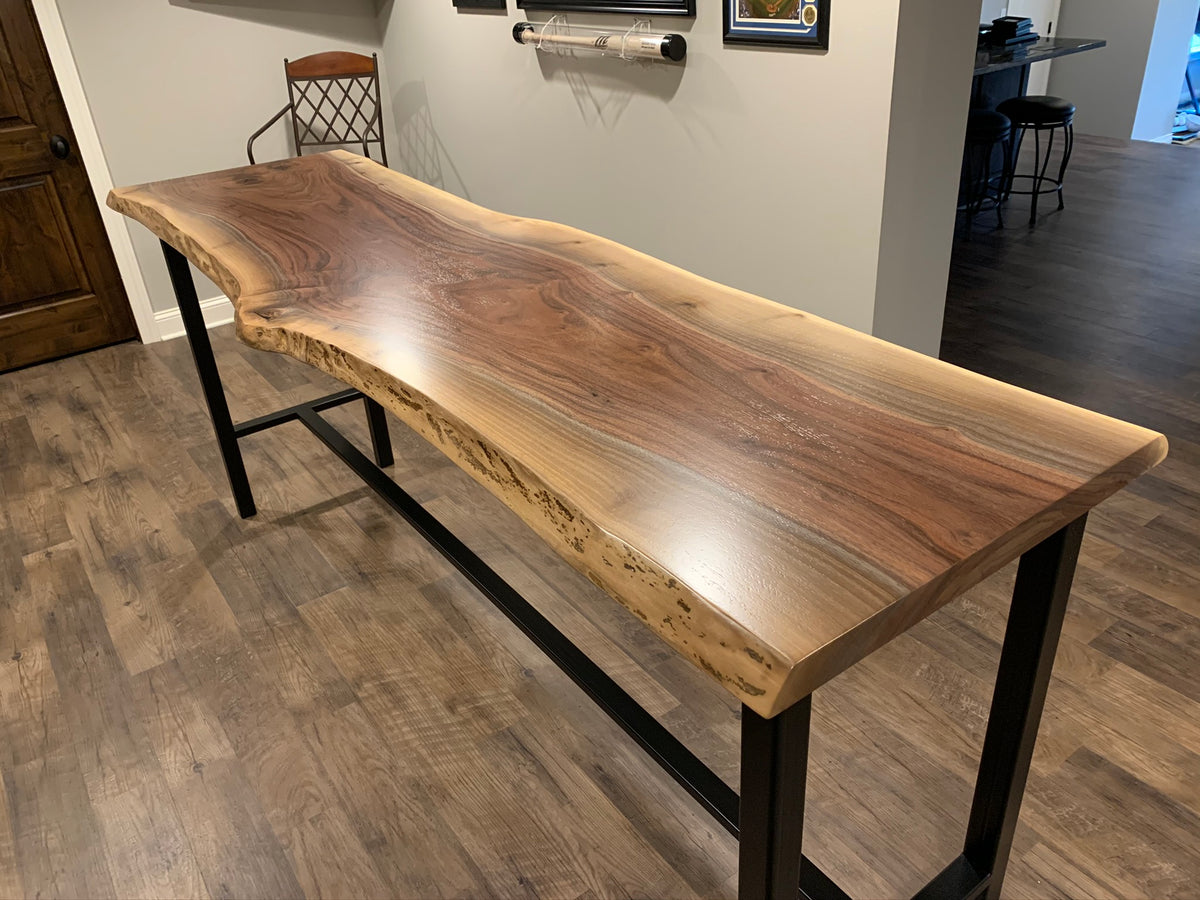 Live Edge Black Walnut Bar Table