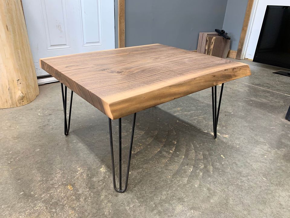 Live Edge Walnut Coffee Table on Hairpin Legs