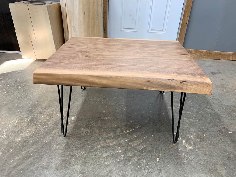 Live Edge Walnut Coffee Table on Hairpin Legs