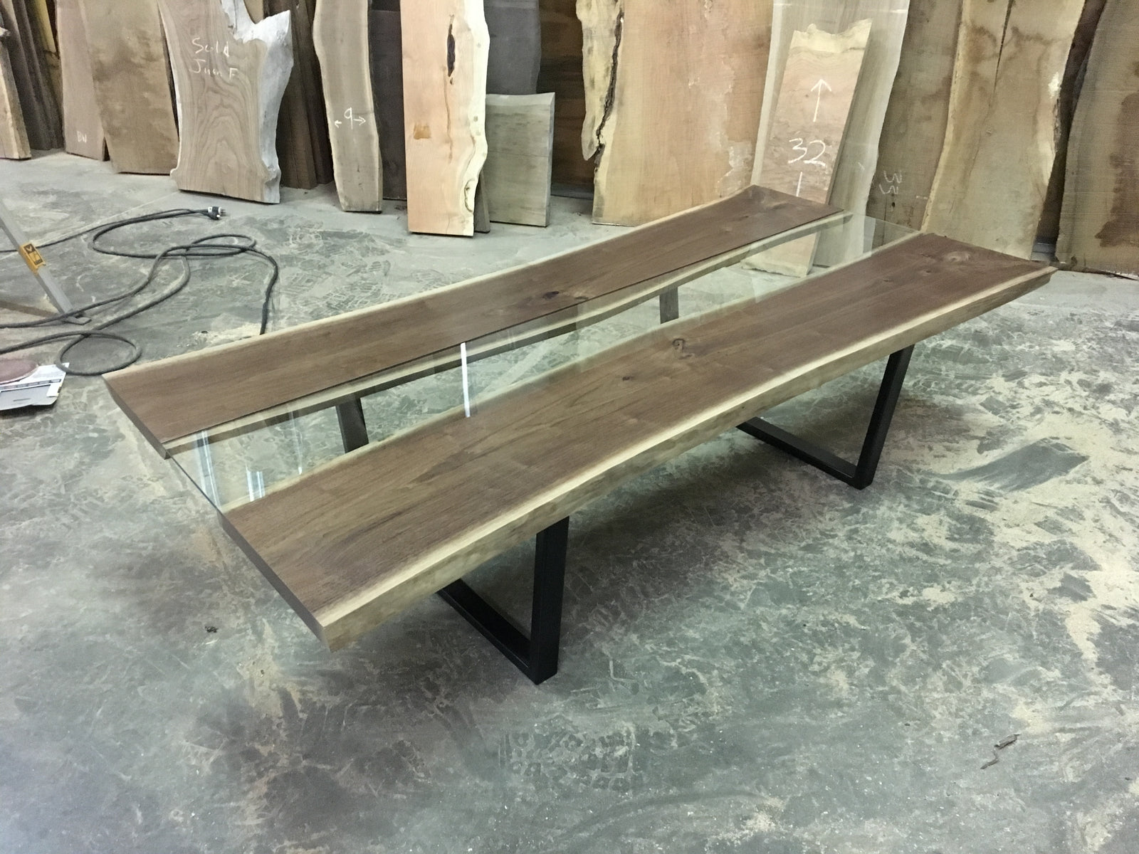 Walnut Glass River Coffee Table