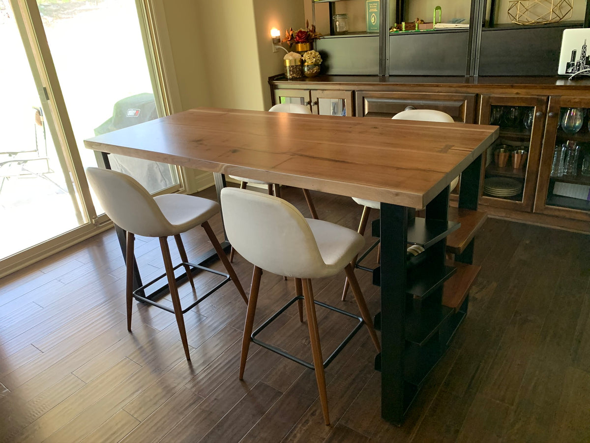 Walnut Dining Table with custom wine rack base