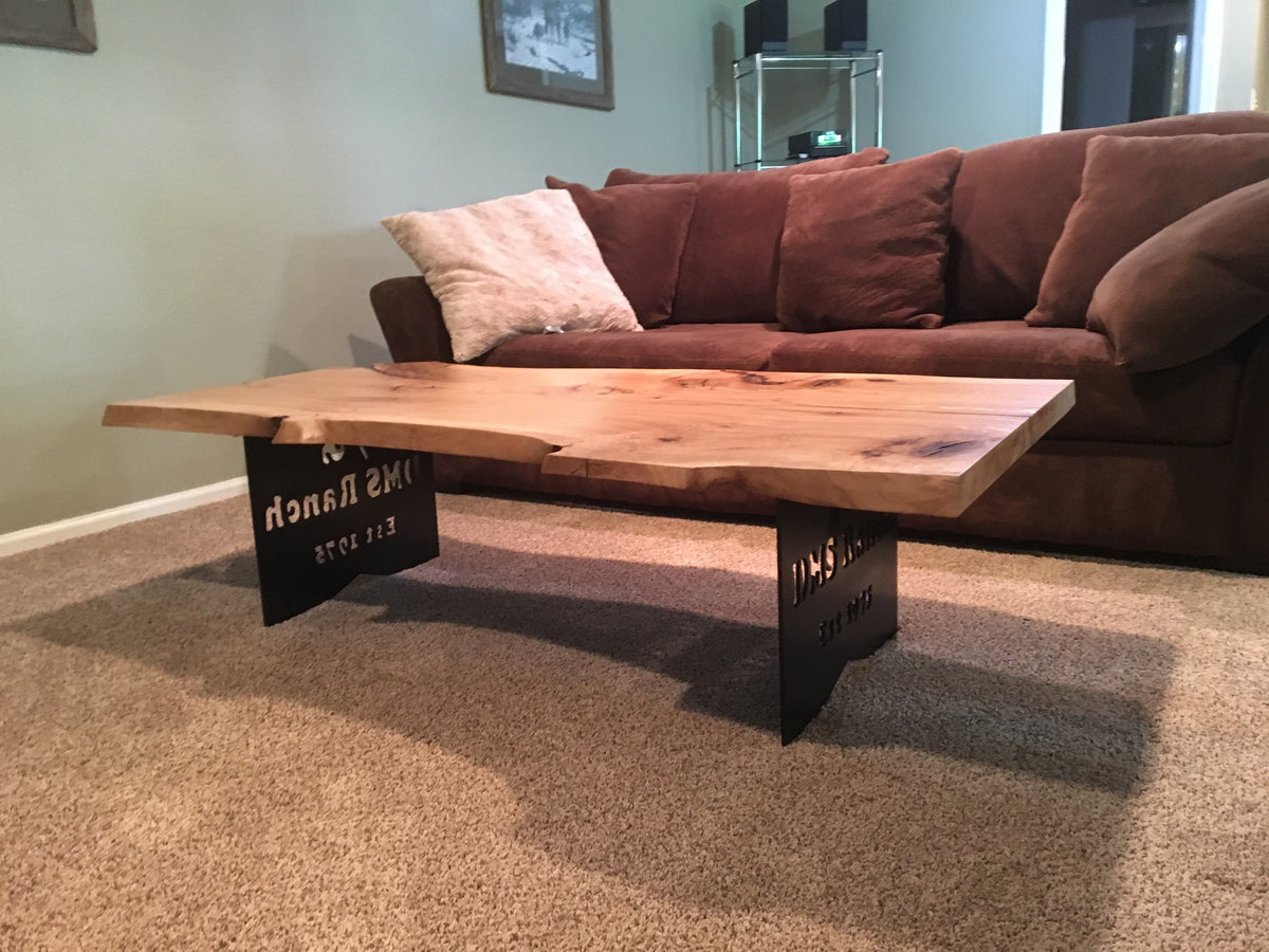 Pin Oak Coffee Table with Custom Steel Legs