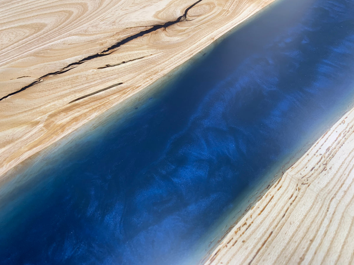 Blue Epoxy Ash River Table 