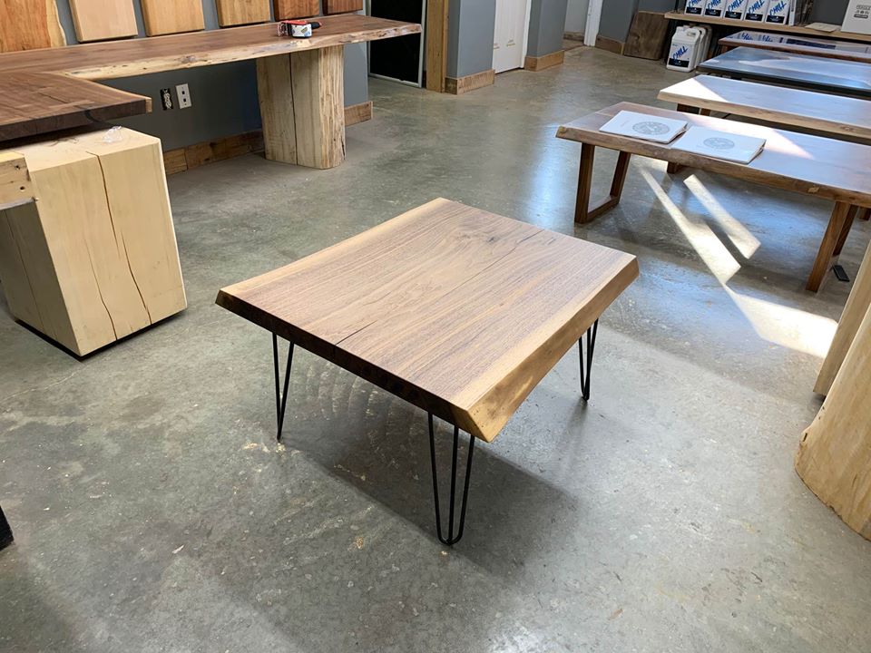 Live Edge Walnut Coffee Table on Hairpin Legs