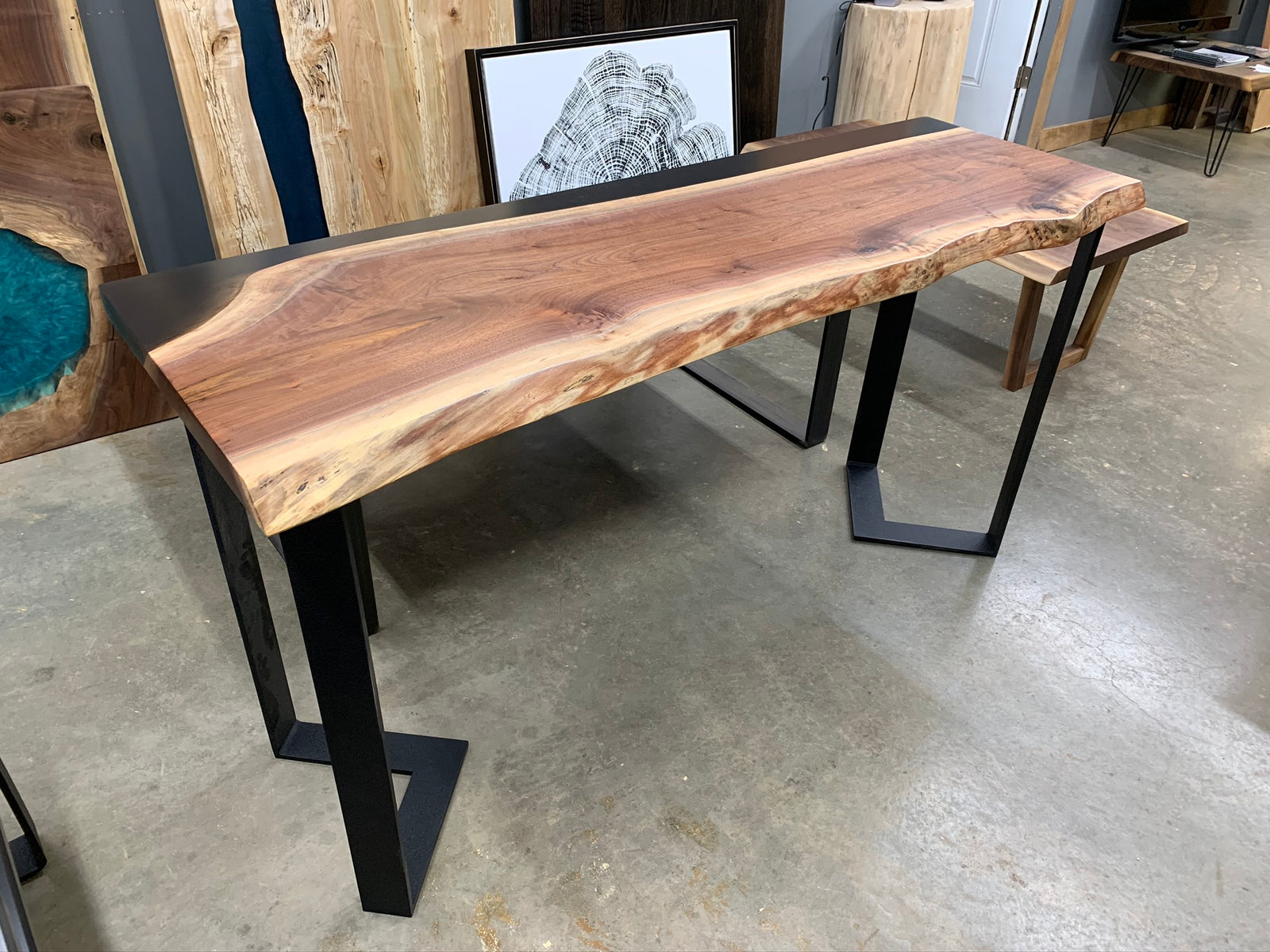 Walnut Epoxy Casted Console Table