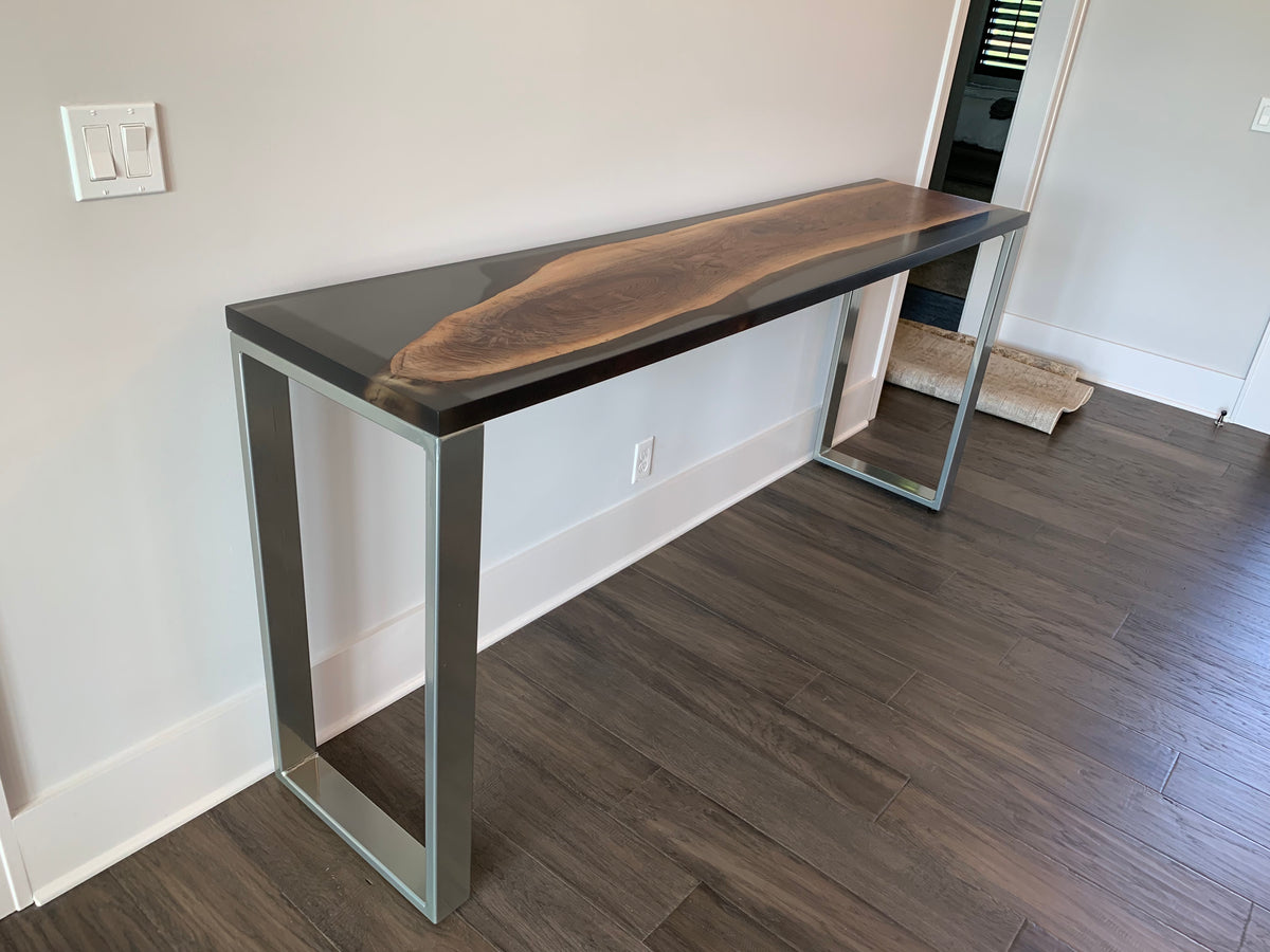Walnut Epoxy Casted Console Table