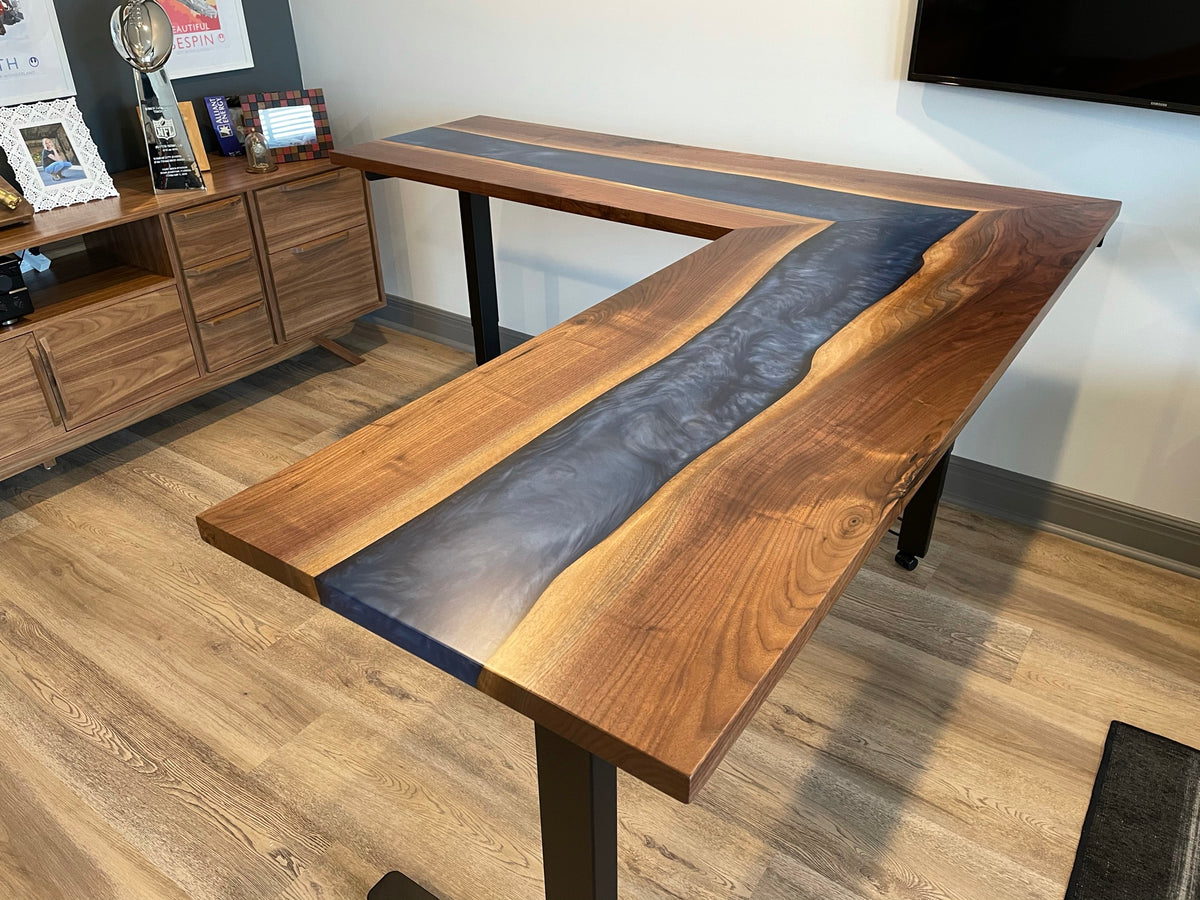 Black Walnut Epoxy River Desk