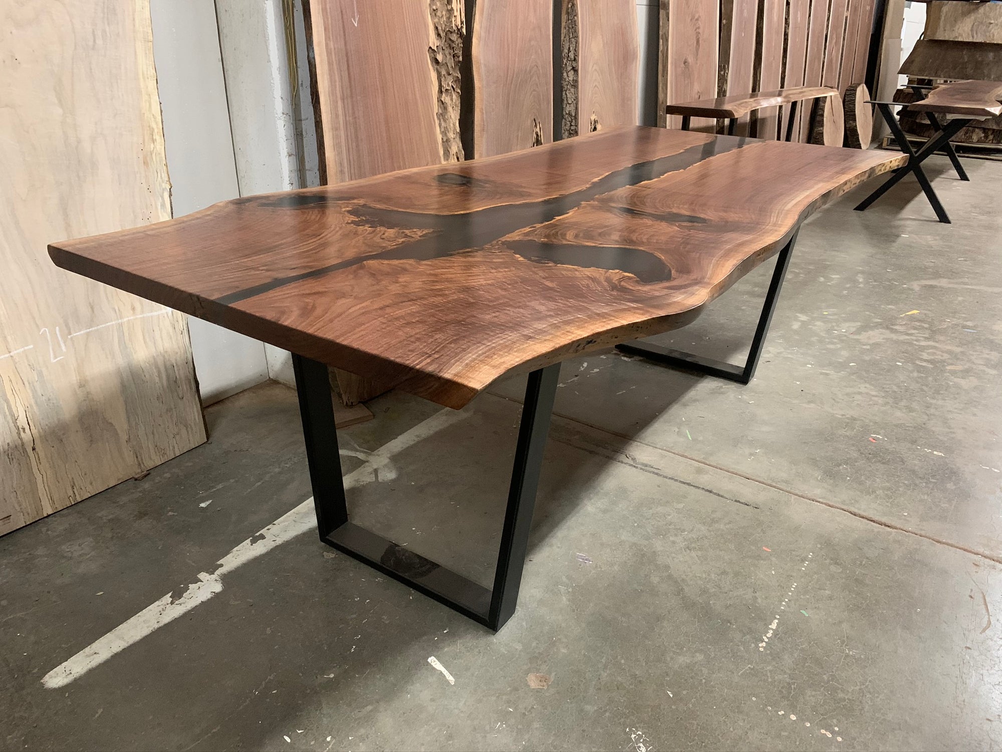 Custom live edge epoxy resin table, Black epoxy table by Brave Wood