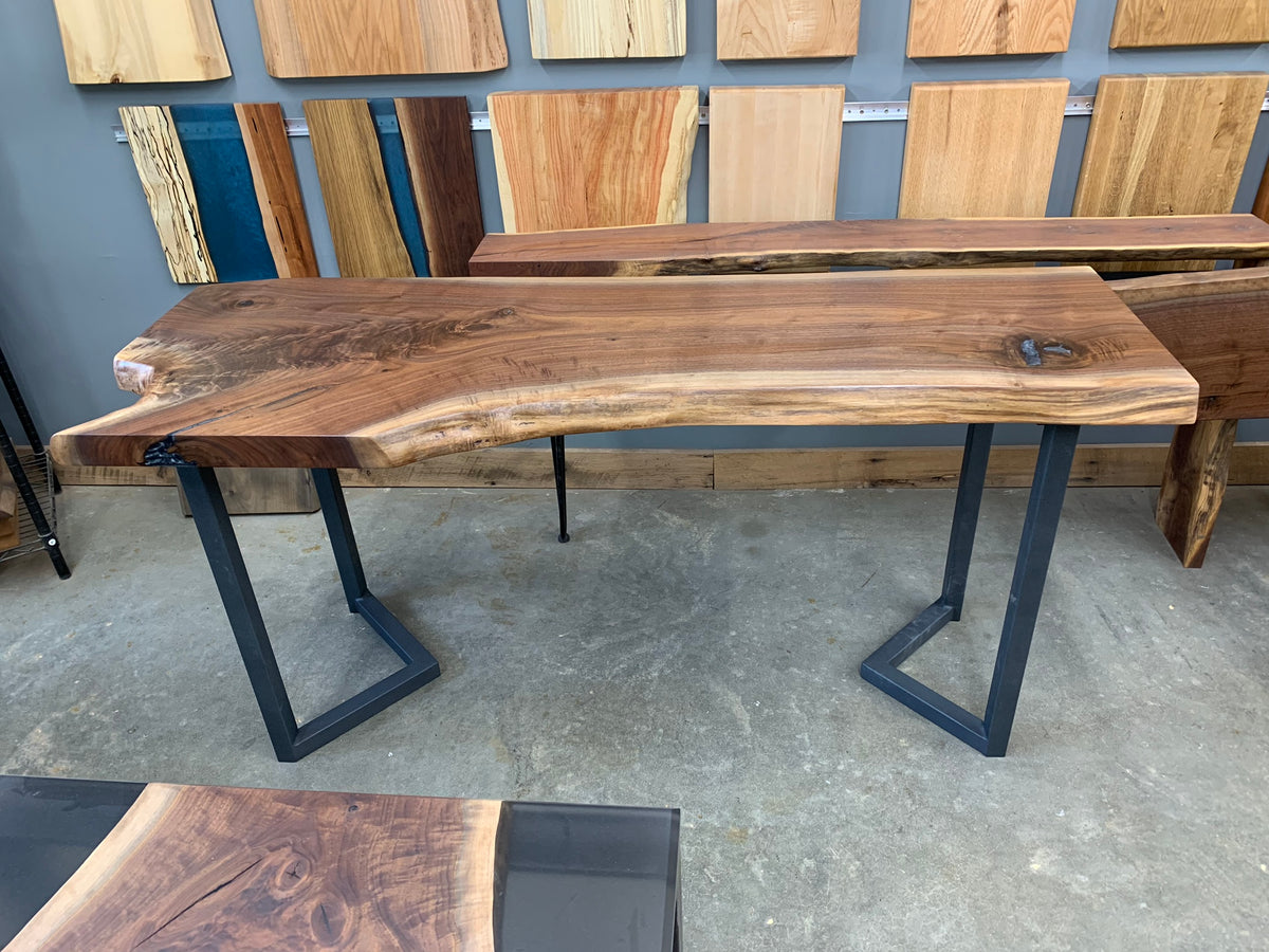 Walnut Desk on custom metal legs
