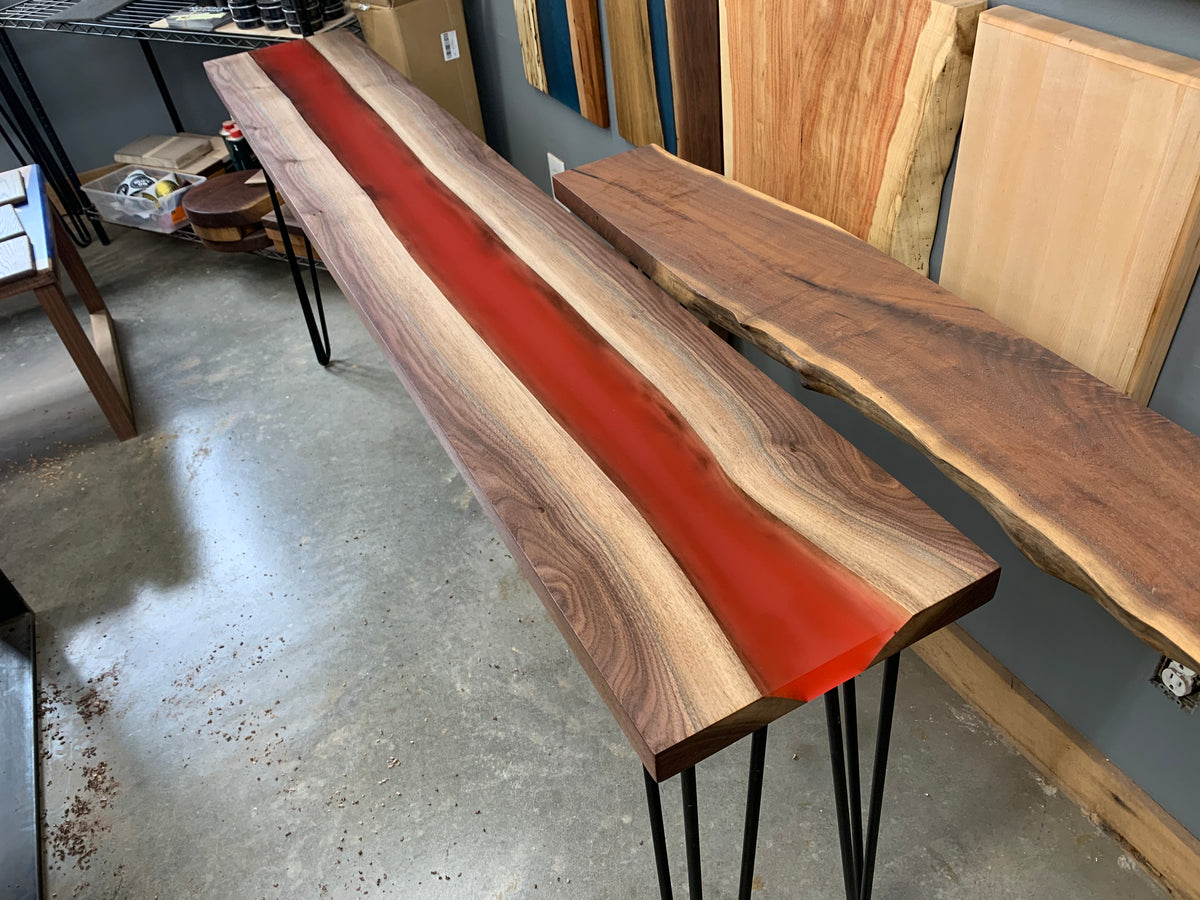 Black Walnut Epoxy River Console Table 