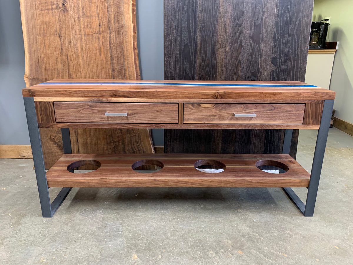 Custom Black Walnut Epoxy River Console Table