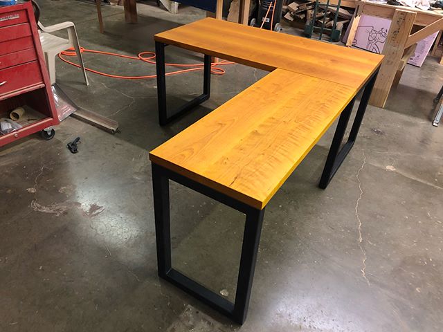 L-Shaped Cherry Desk with Citrine Stain