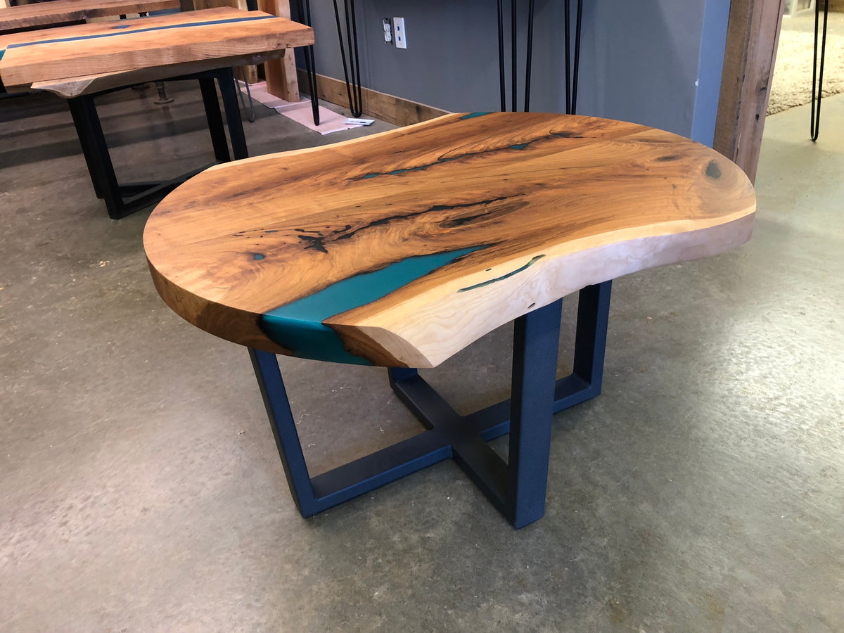Cherry Coffee Table with blue epoxy