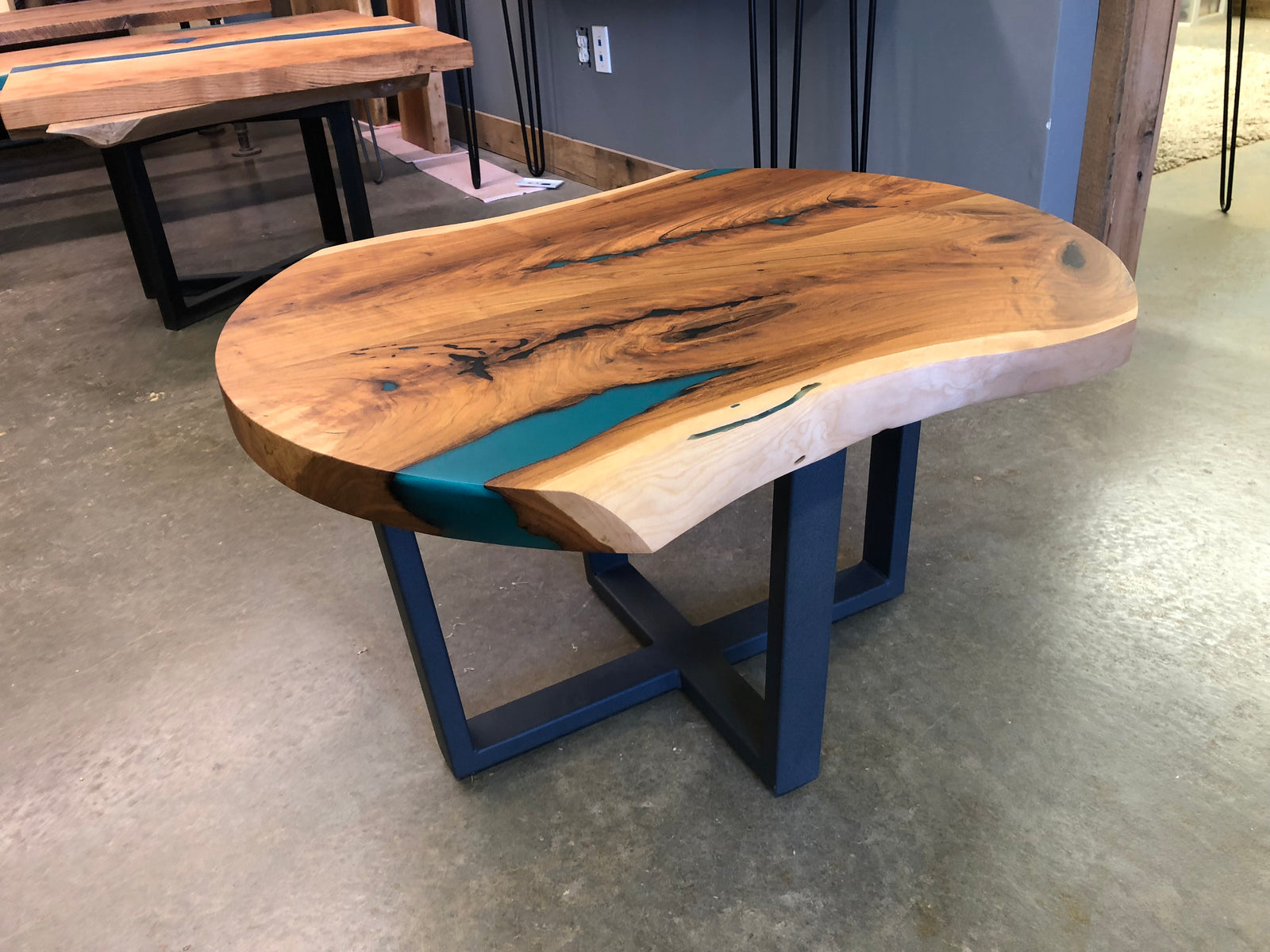 Cherry Coffee Table with blue epoxy