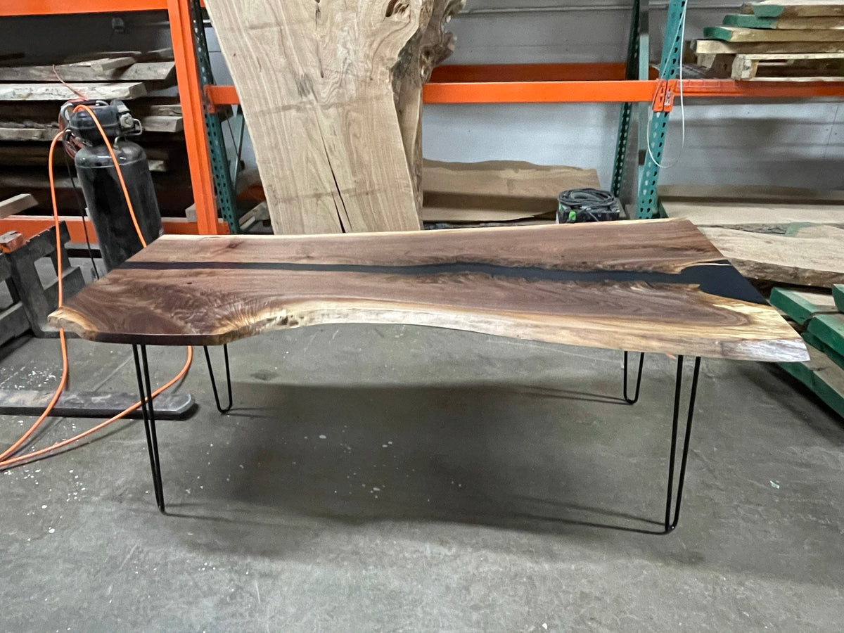 Live Edge Black Walnut Epoxy River Dining Table