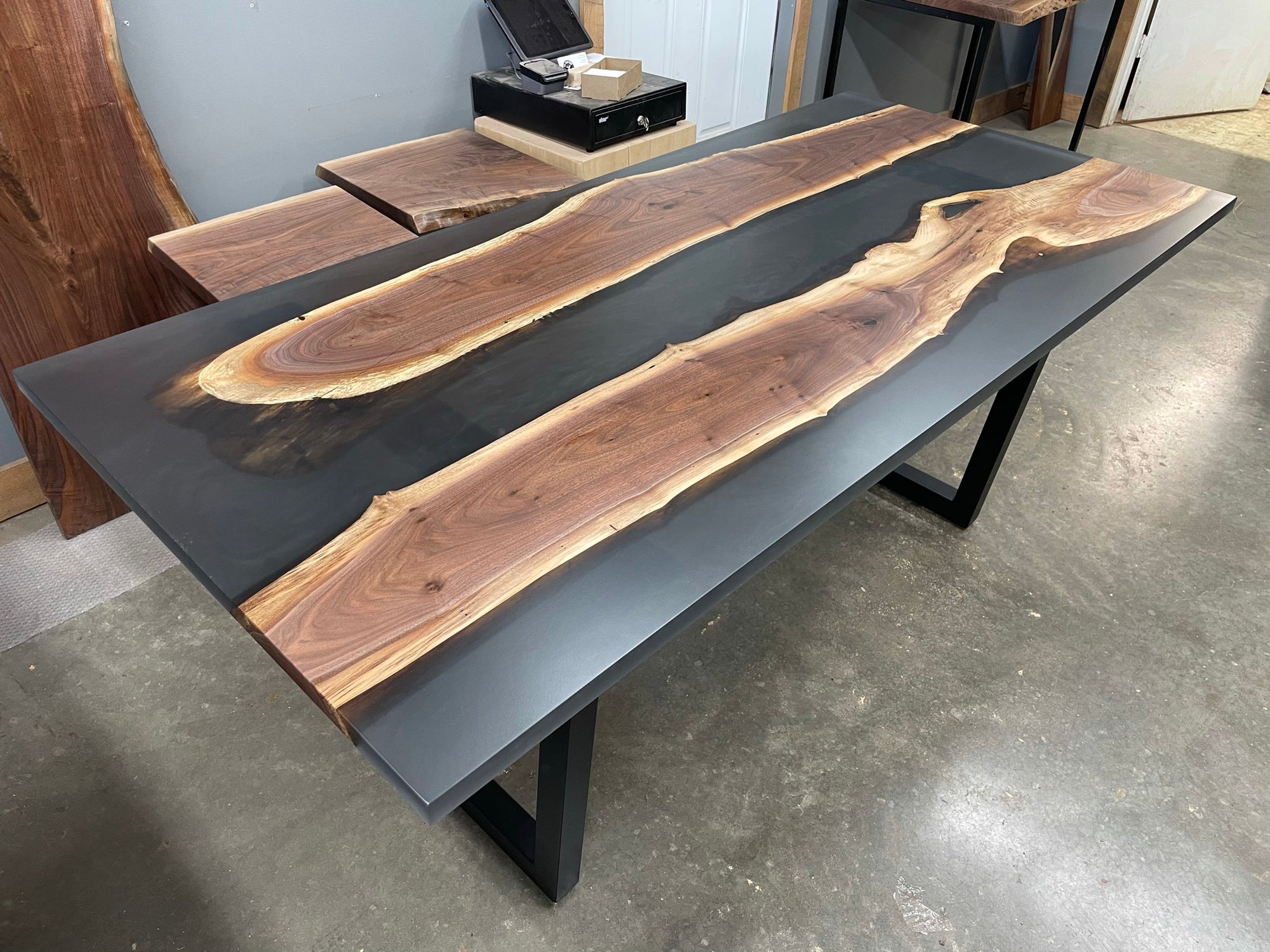 Black Walnut Epoxy River Dining Table 280