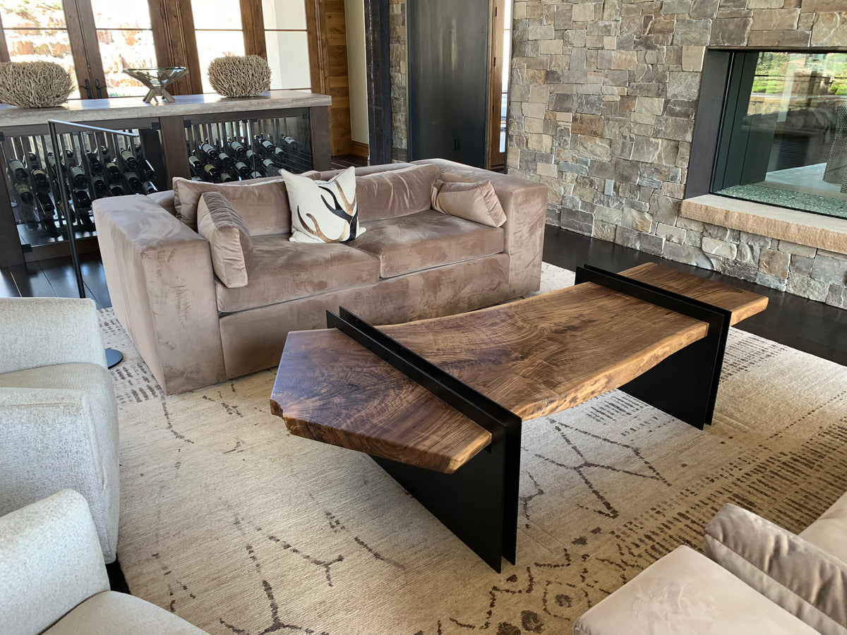 Black Walnut Coffee Table with Custom Steel Legs