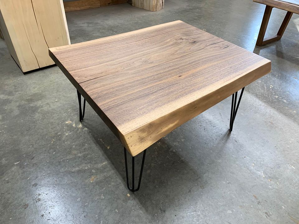 Live Edge Walnut Coffee Table on Hairpin Legs