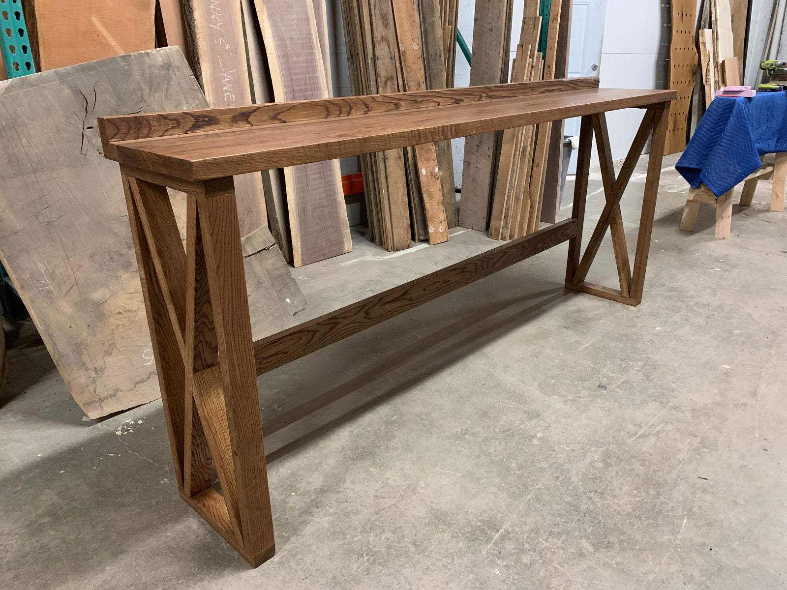 White Oak Sofa Bar with stain
