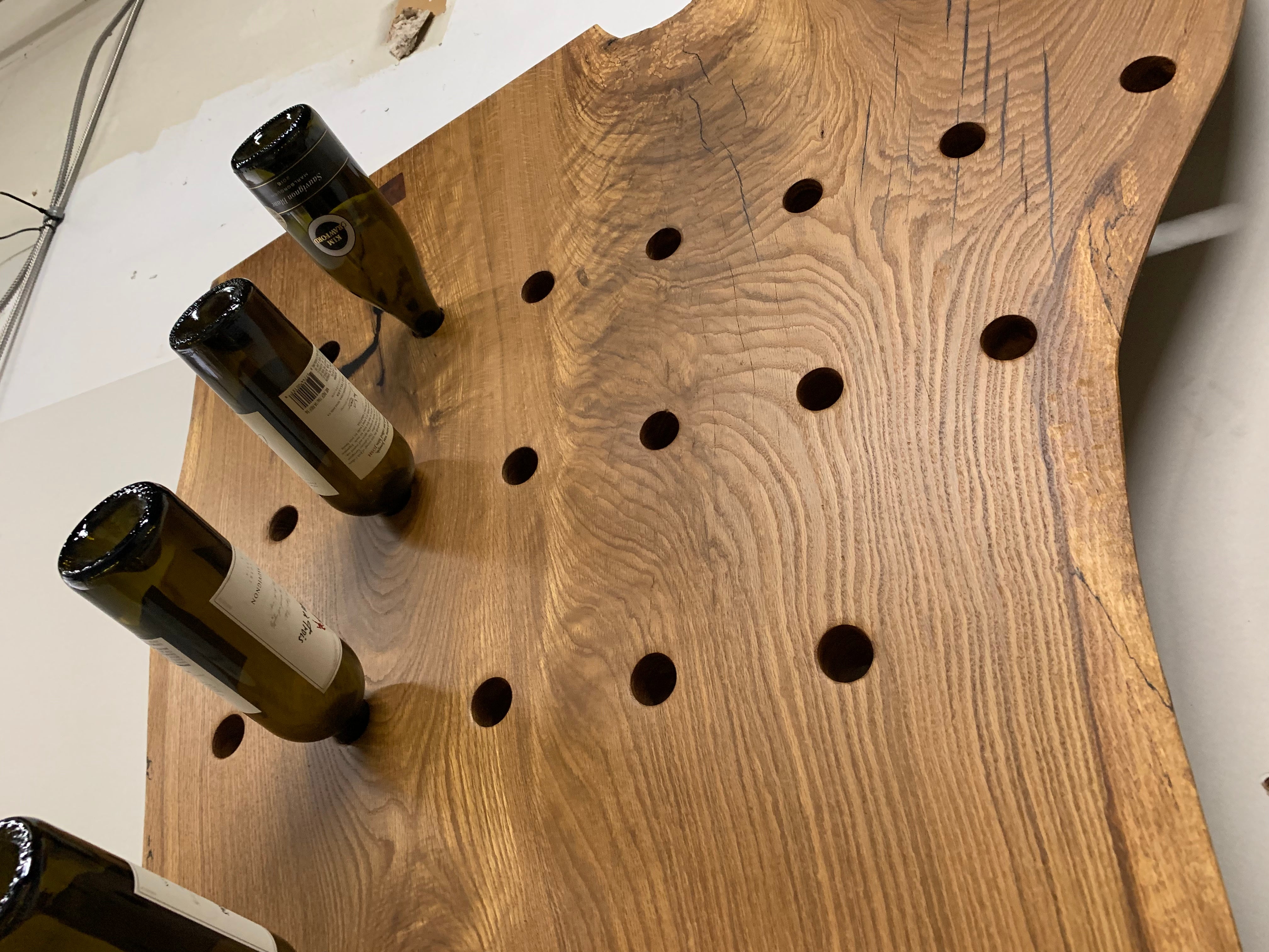 SINGLE SLAB WHITE OAK WINE RACK KC Custom Hardwoods
