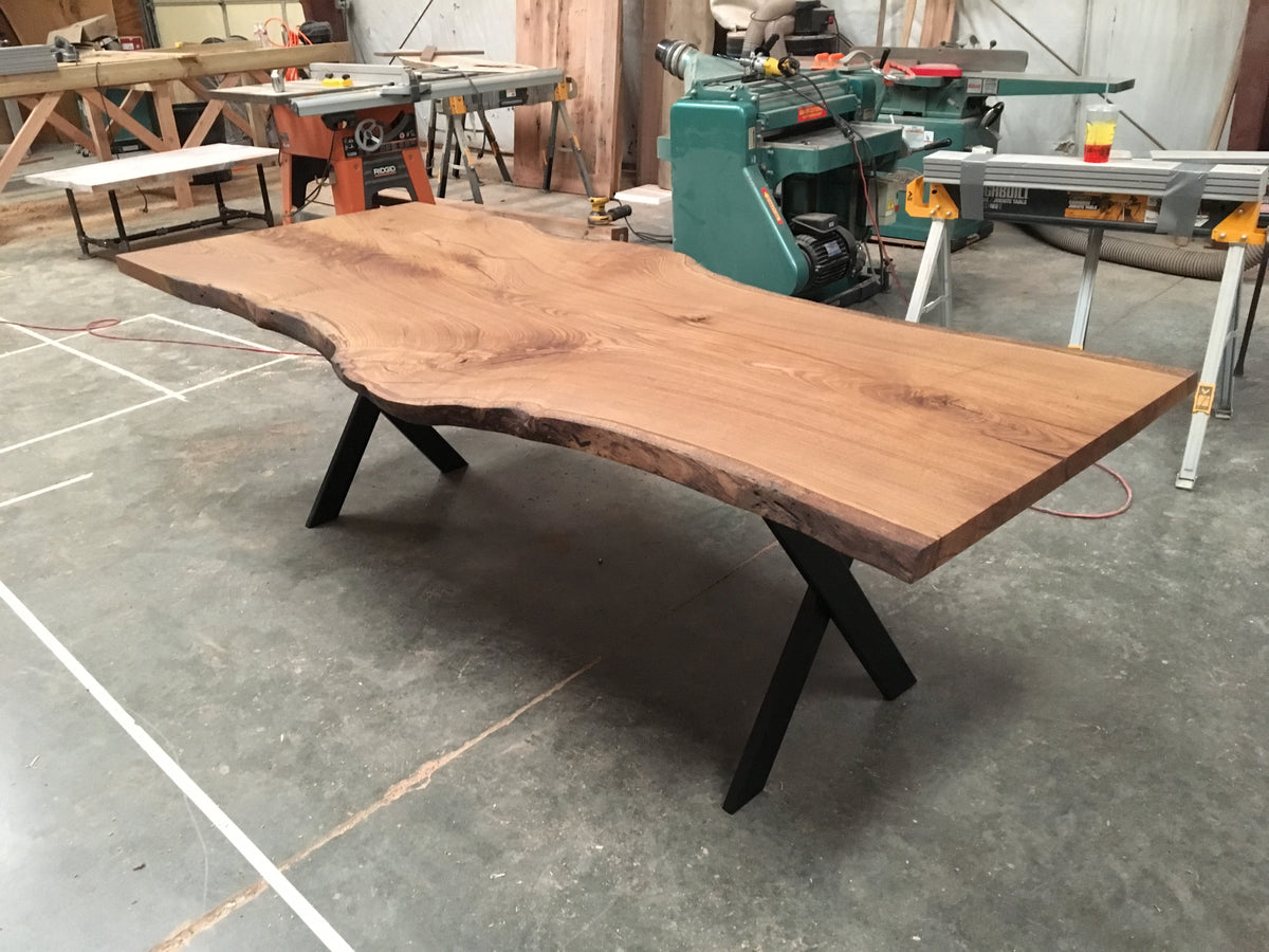 Stained Single Slab White Oak Dining Table