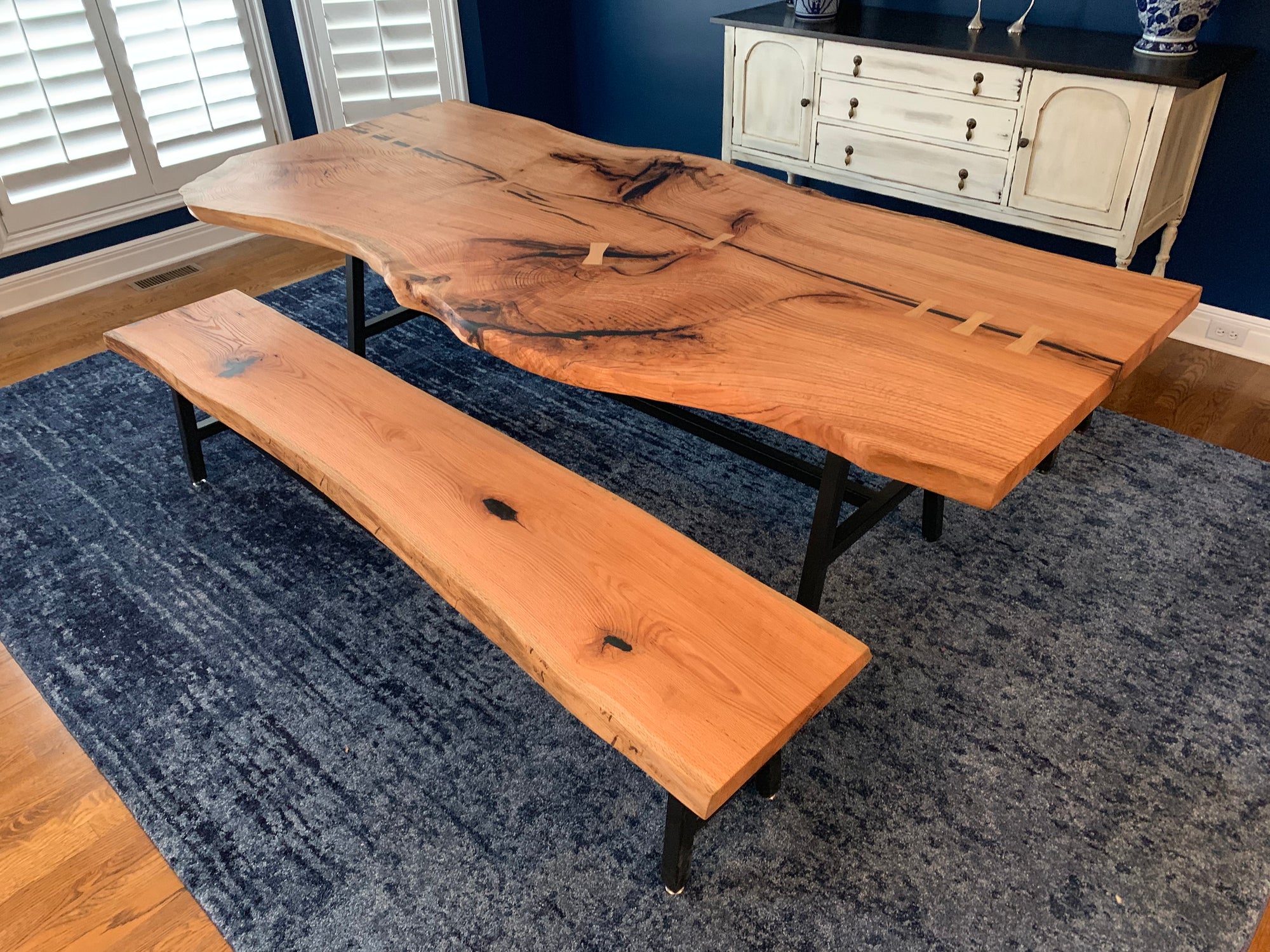 single slab table with bench