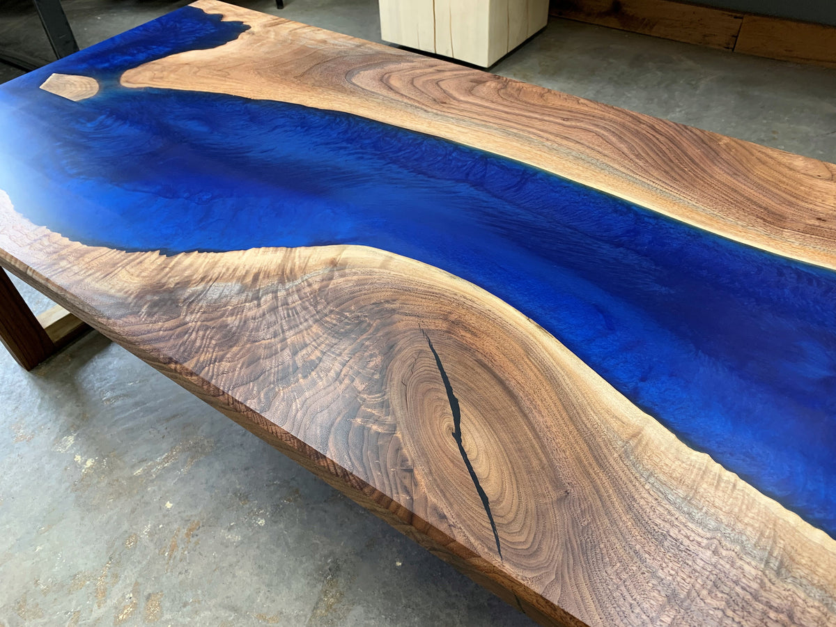 Epoxy River Walnut Coffee Table With Custom Legs