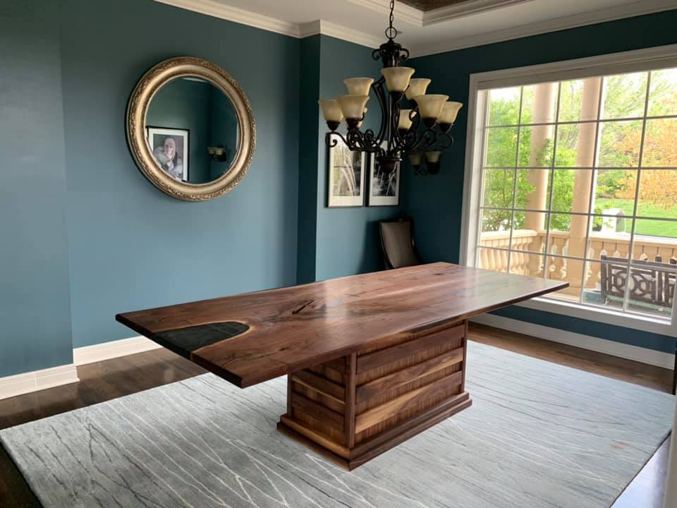 Walnut Bookmatch Dining Table