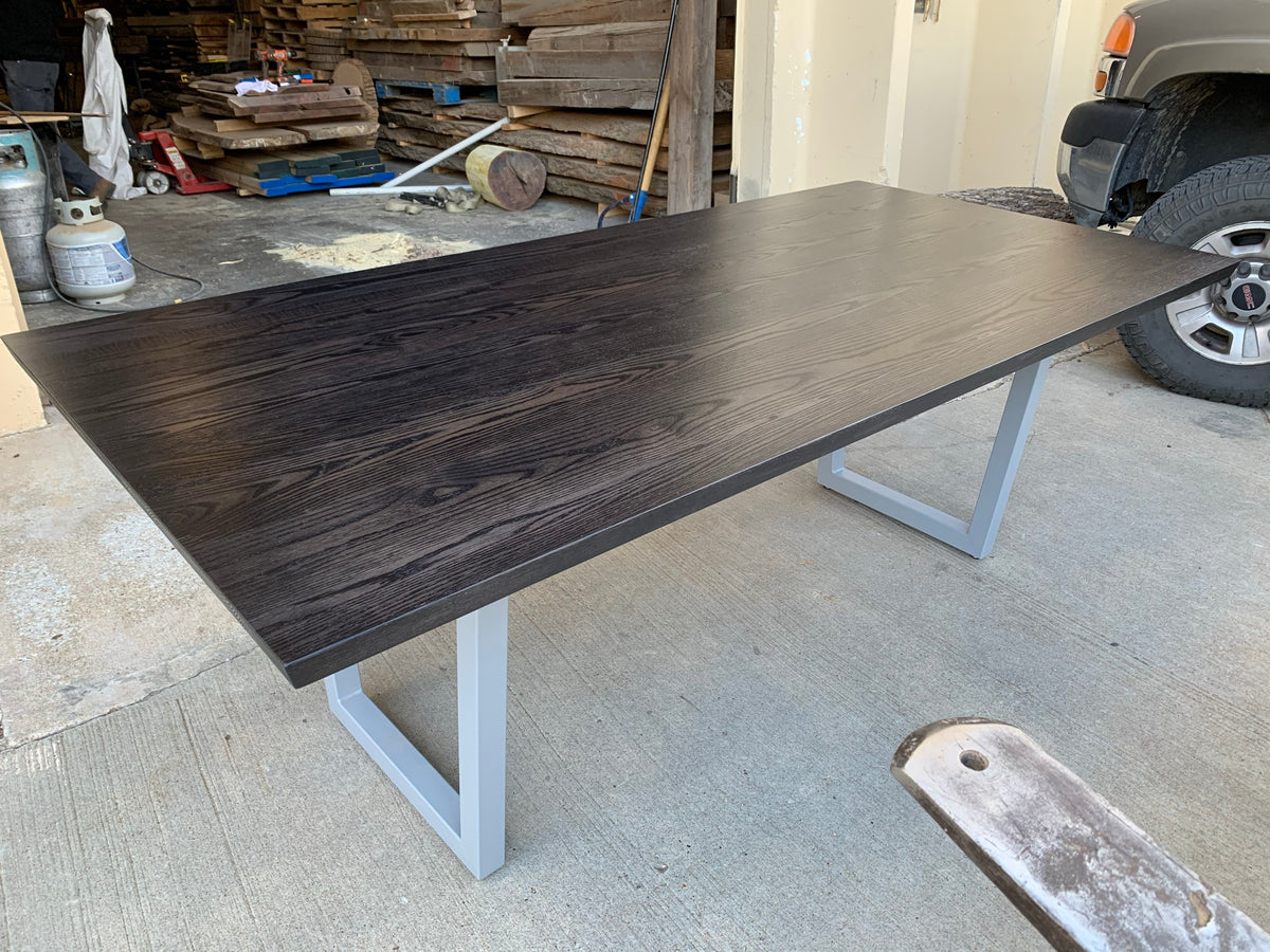 Red Oak Dining Table with Black Stain
