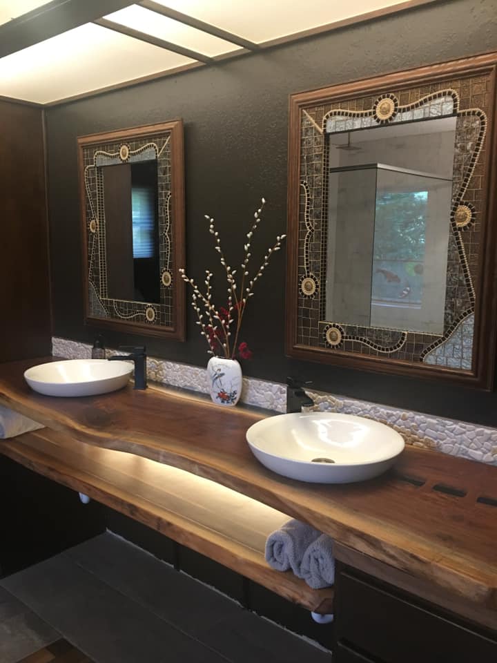 Live Edge Black Walnut Floating Vanity Countertop