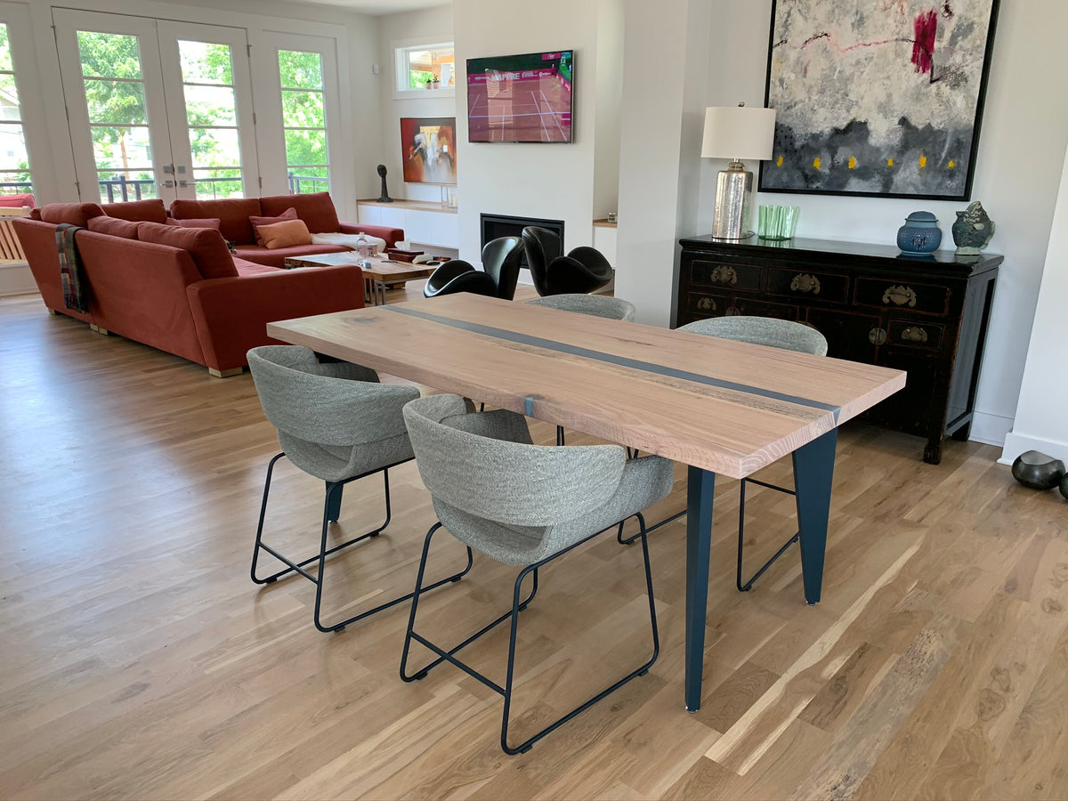 Pin Oak Epoxy River Dining Table