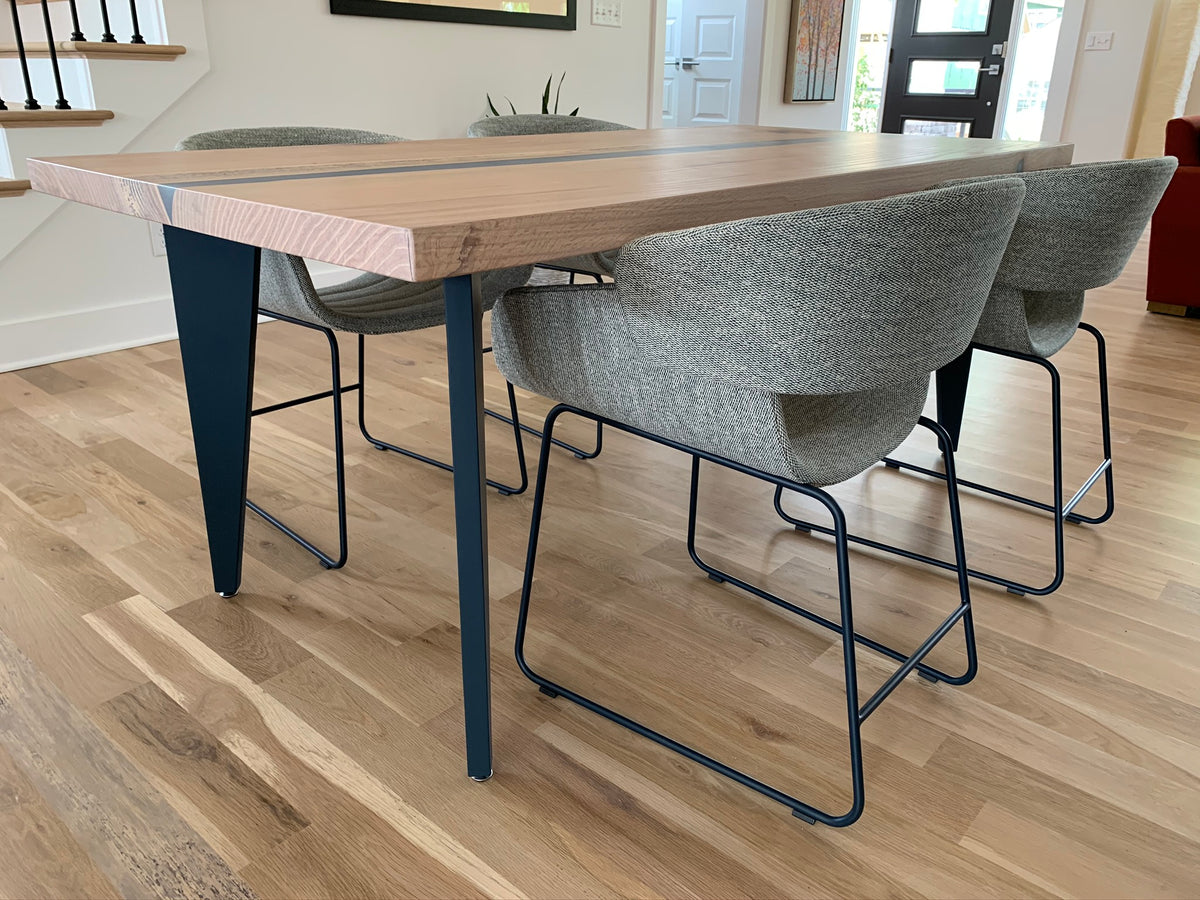 Pin Oak Epoxy River Dining Table