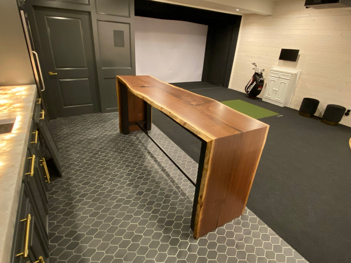 Black Walnut Waterfall Bar Table