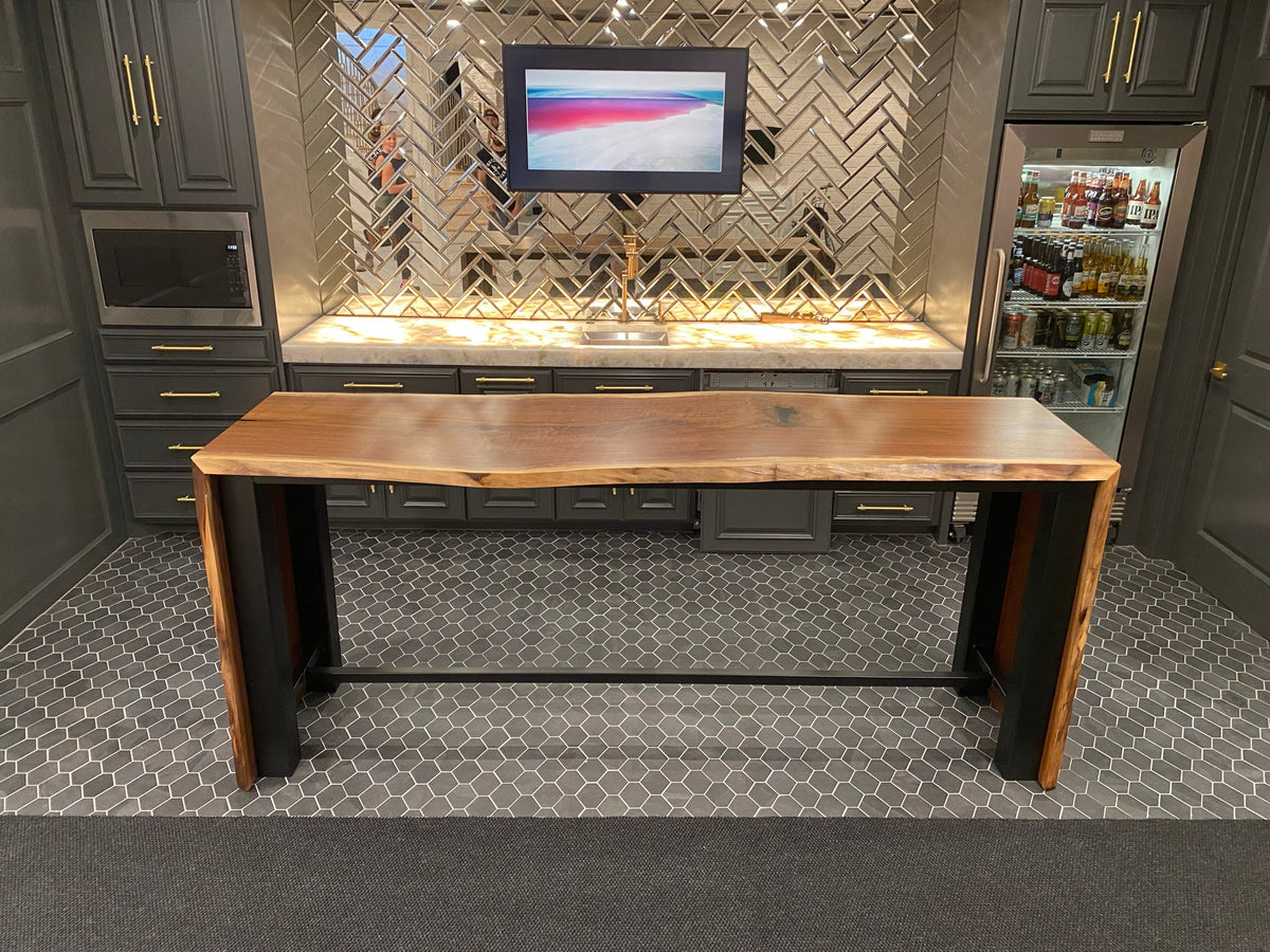 Live Edge Black Walnut Bar Table